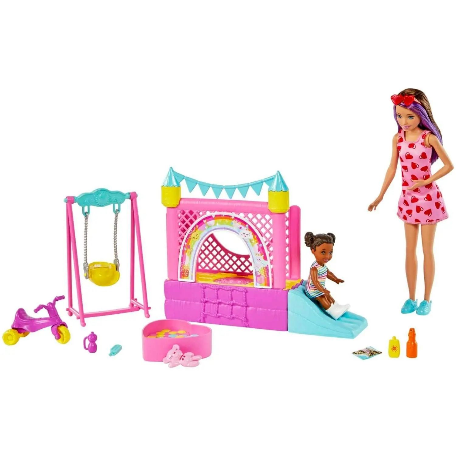 Barbie Skipper Babysitters Inc. Bounce House Playset With Dolls & Accessories