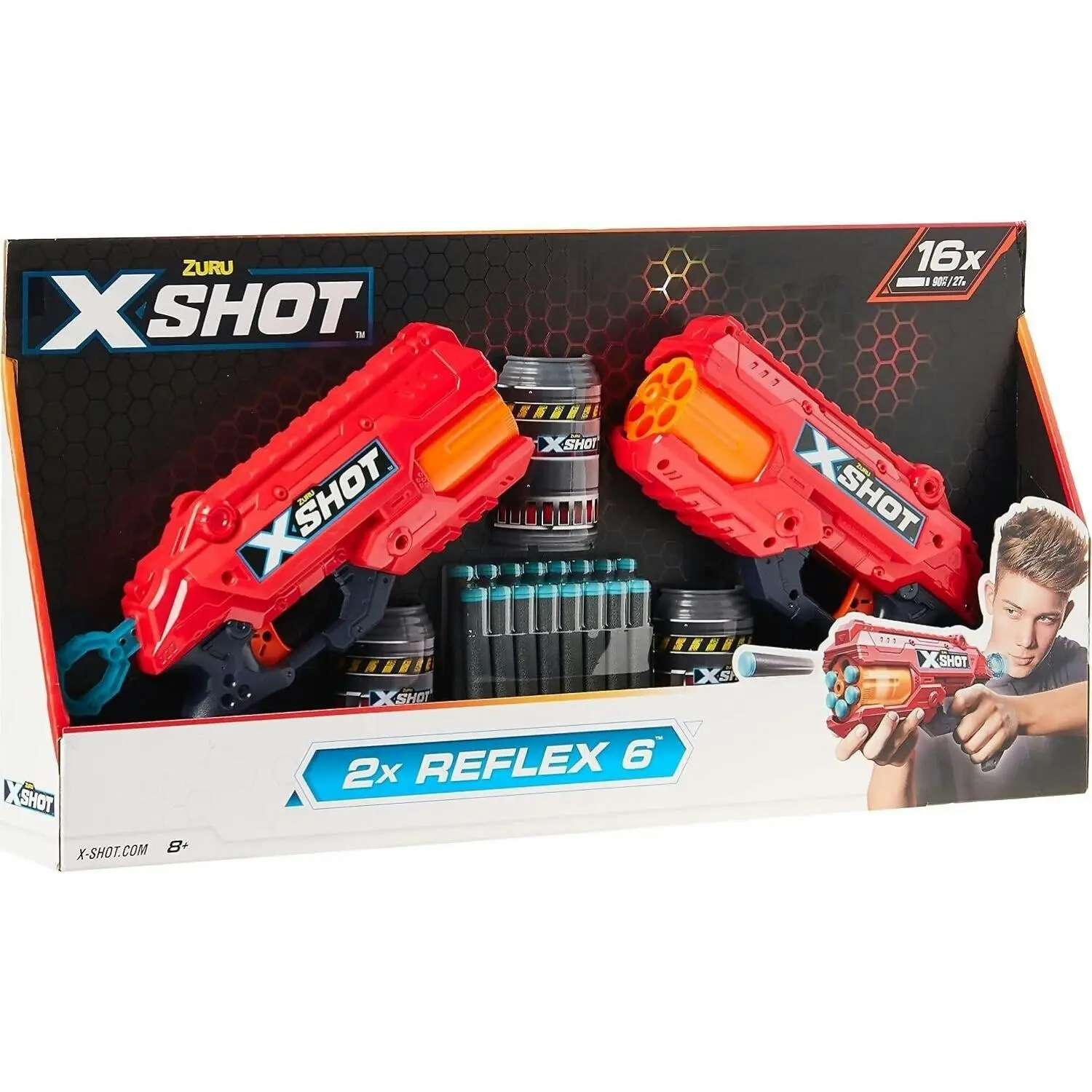 ZURU - Xshot Excel Reflex 6 Twin Pack With 16 Darts