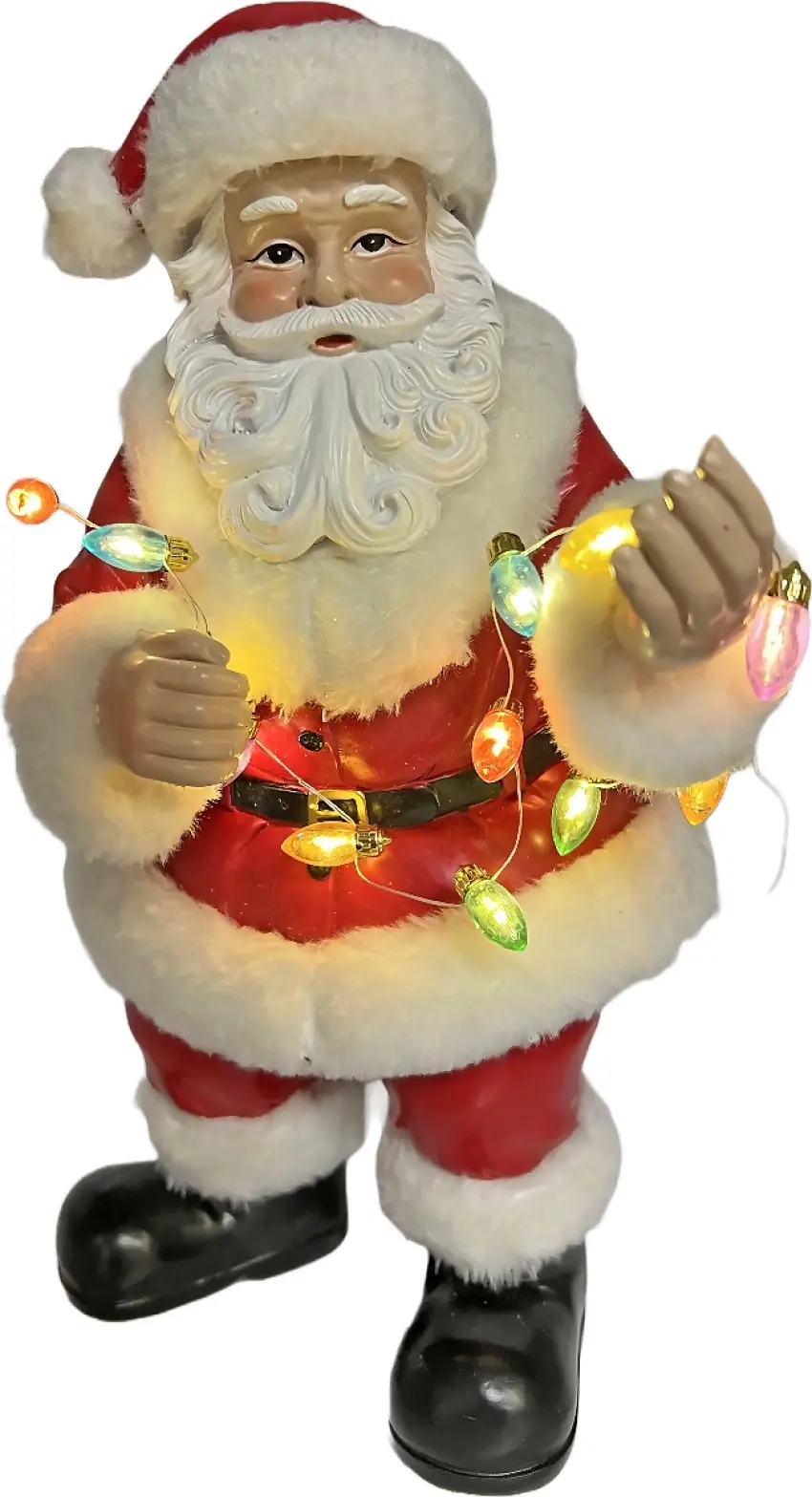 Cotton Candy - Xmas Standing Santa With String Lights LED