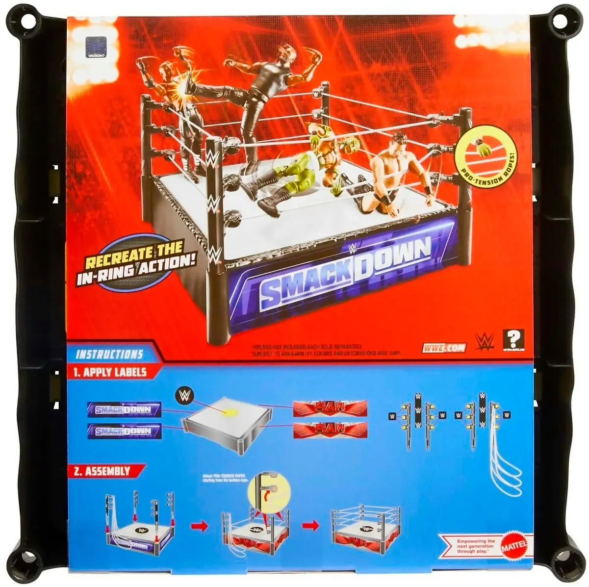 Wwe - Wwe Superstar Ring Playset With Spring-loaded Mat & 4 Event Apron Stickers (14-inch) - Mattel