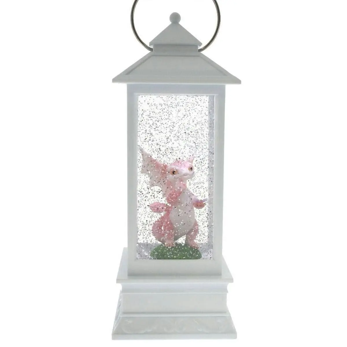 Cotton Candy -  White Glitter Lantern With Pink Dragon