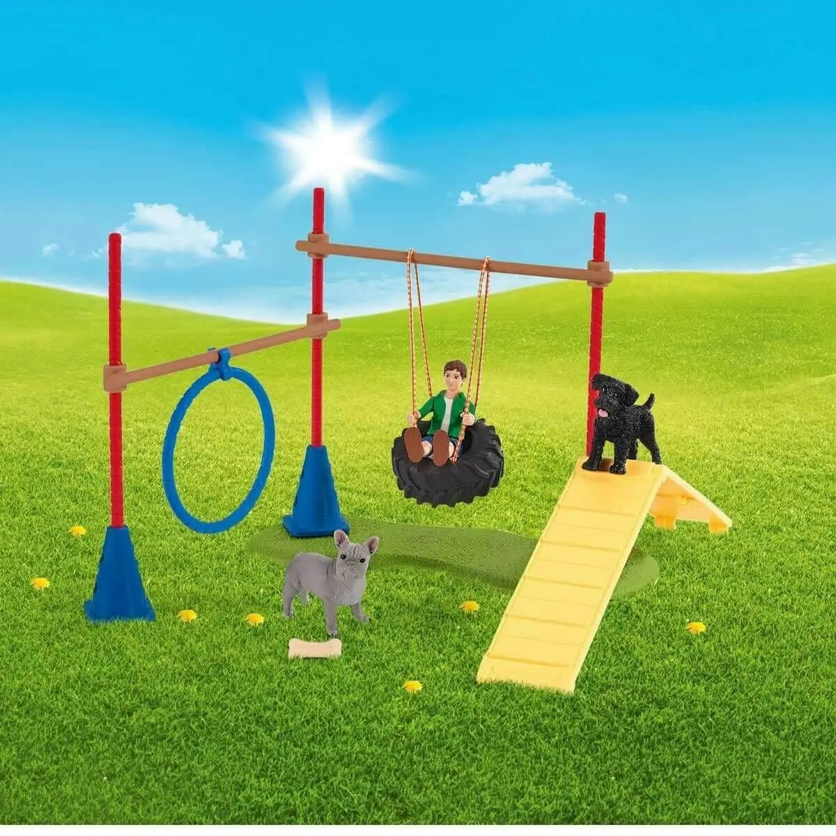 Schleich - Puppy Agility Training - Farm World Animal Playset