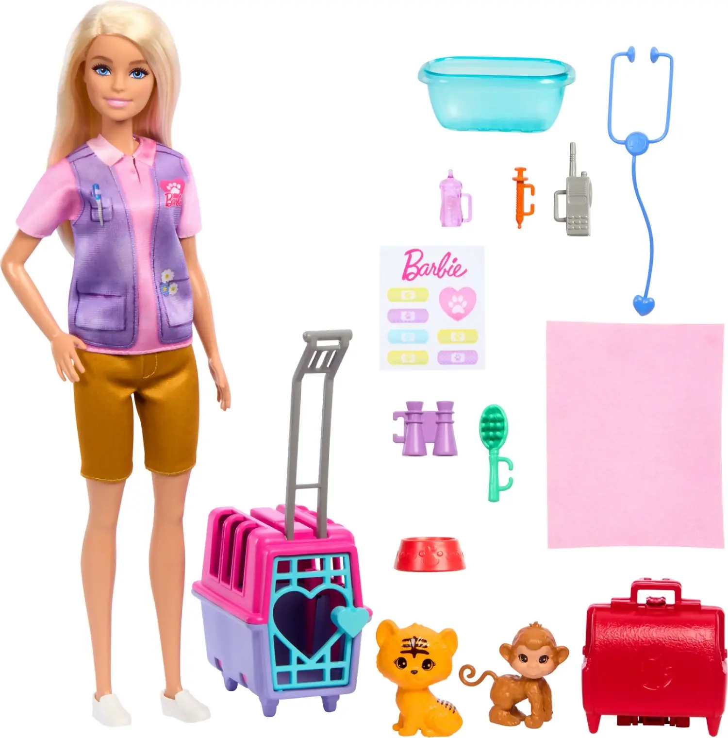 Barbie - Animal Rescue & Recovery Playset With Blonde Doll 2 Animal Figures & Accessories