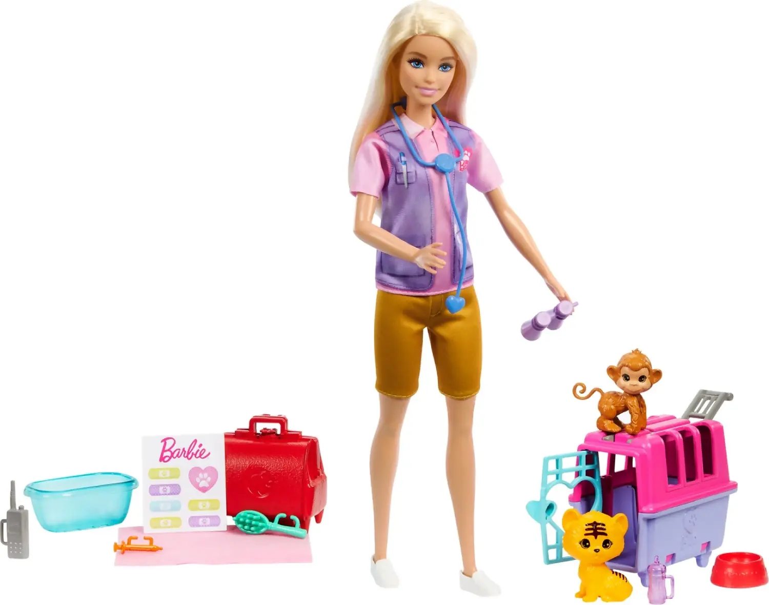 Barbie - Animal Rescue & Recovery Playset With Blonde Doll 2 Animal Figures & Accessories