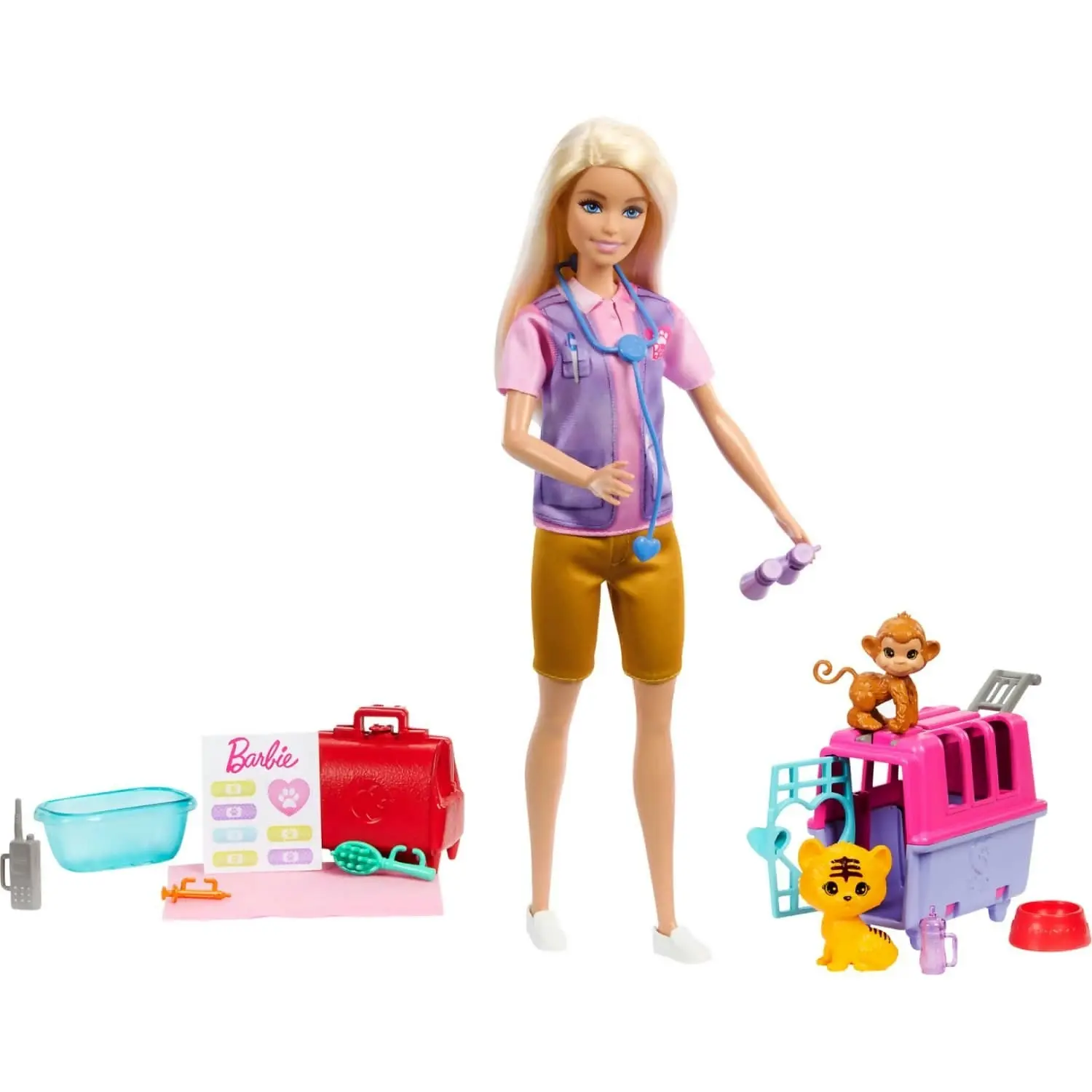 Barbie - Animal Rescue & Recovery Playset With Blonde Doll 2 Animal Figures & Accessories