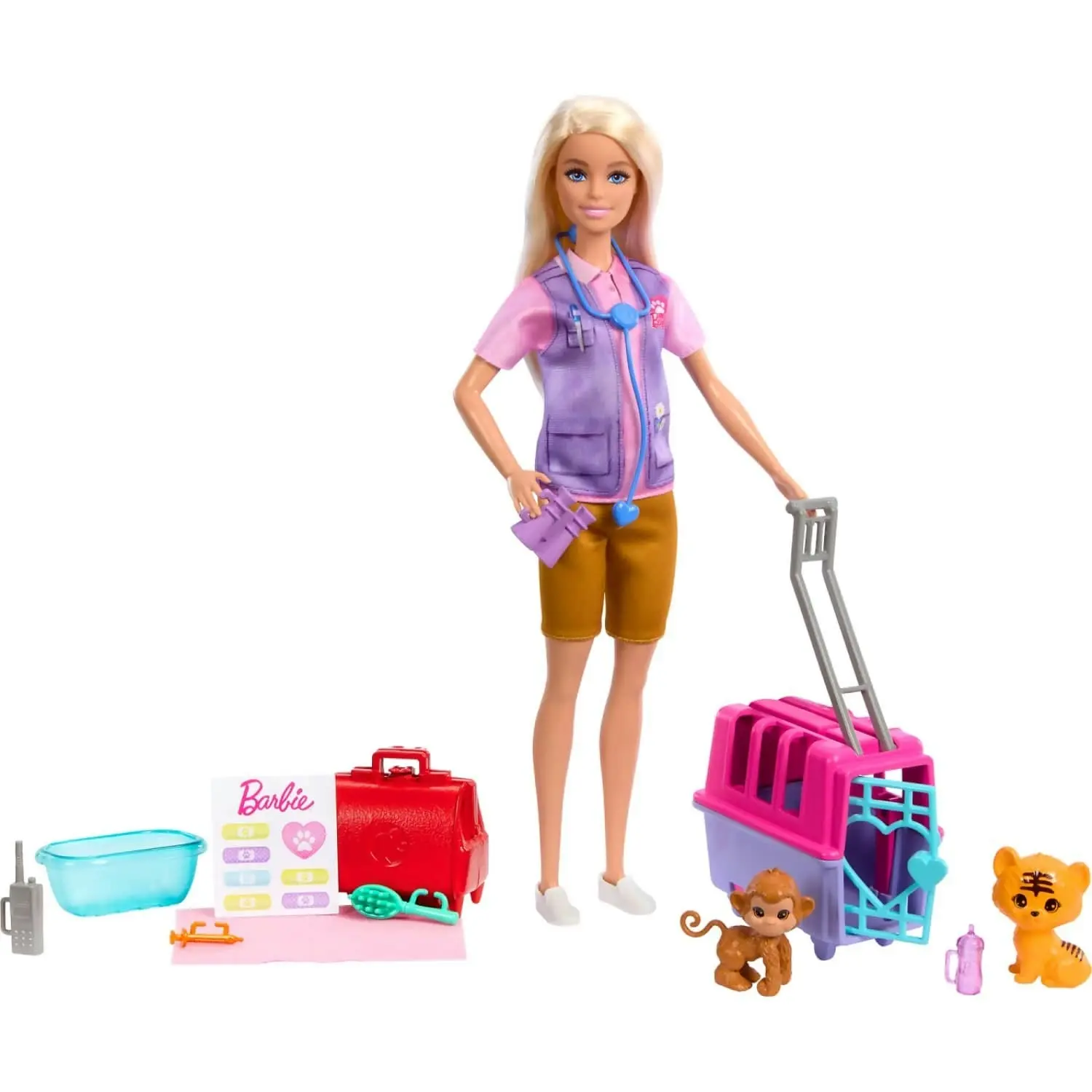 Barbie - Animal Rescue & Recovery Playset With Blonde Doll 2 Animal Figures & Accessories