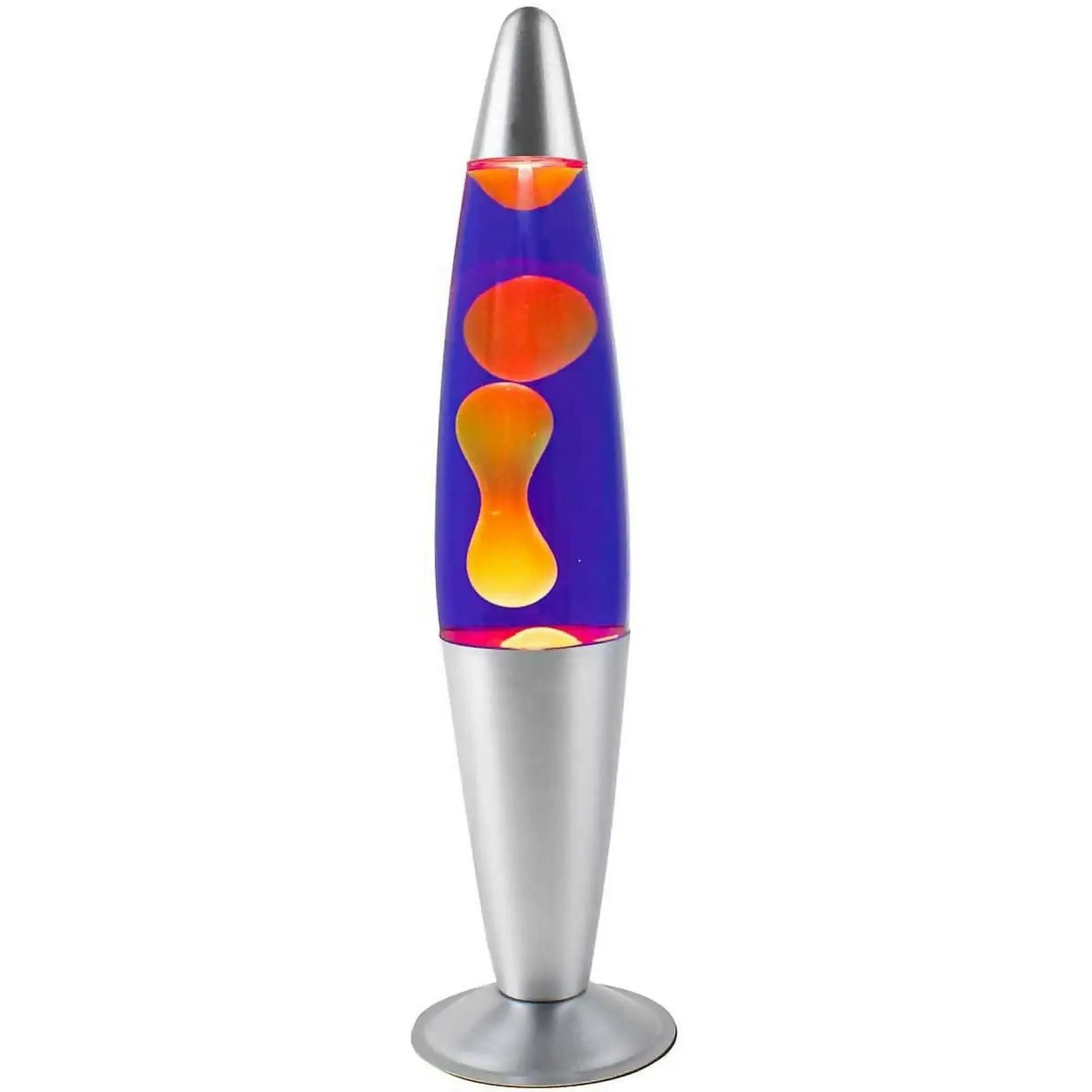 LANDMARK - Liquid Lava Lamp Purple/yellow Wax Silver Base 42cm