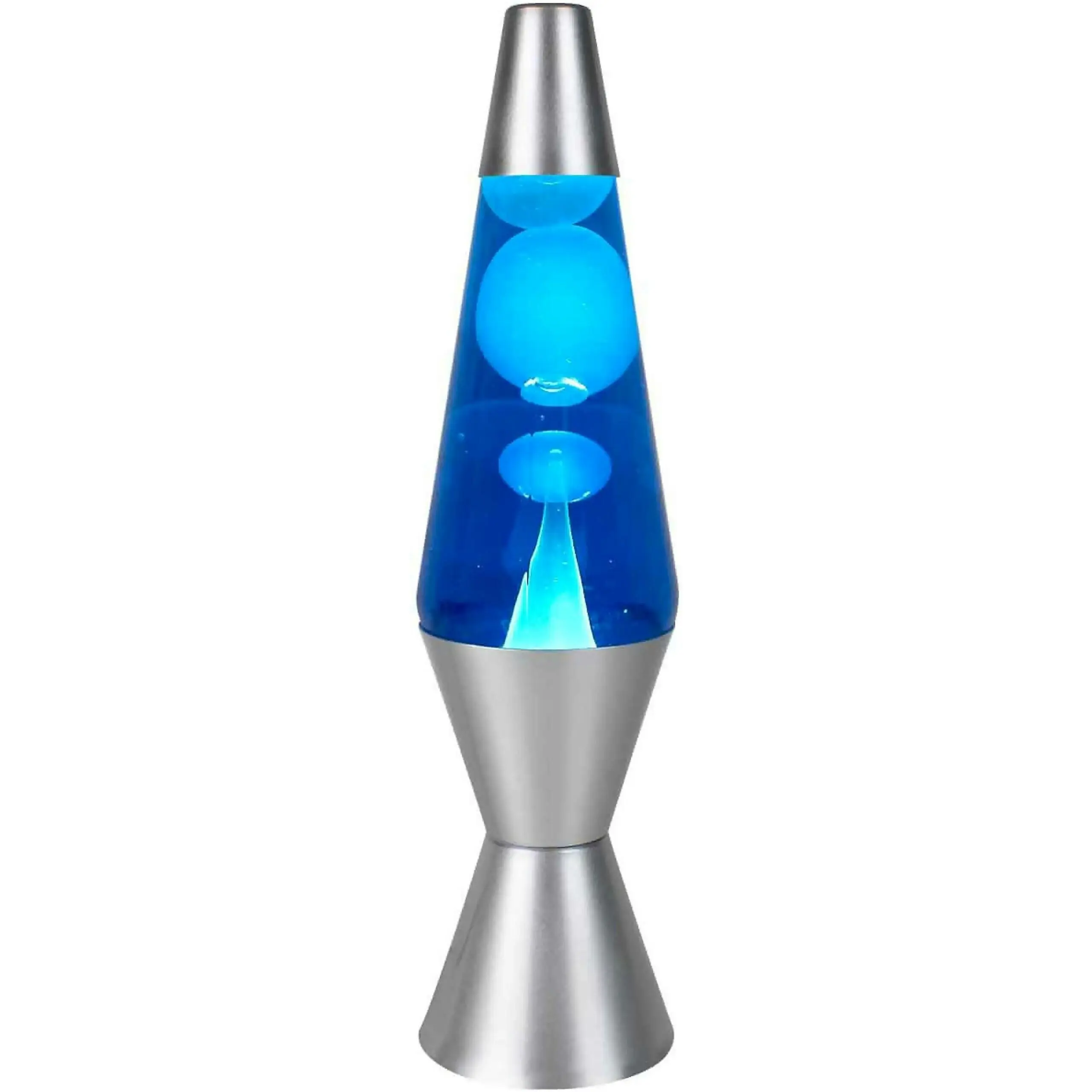 LANDMARK - Liquid Lava Lamp Retro Blue/white Wax Silver Base 37cm