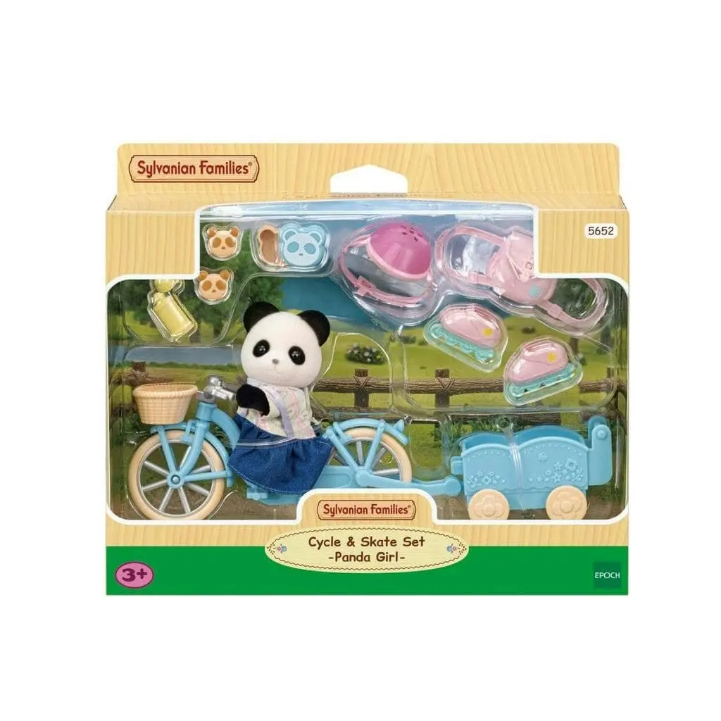 Sylvanian Families - Cycle & Skate Playset - Panda Girl Animal Doll Playset