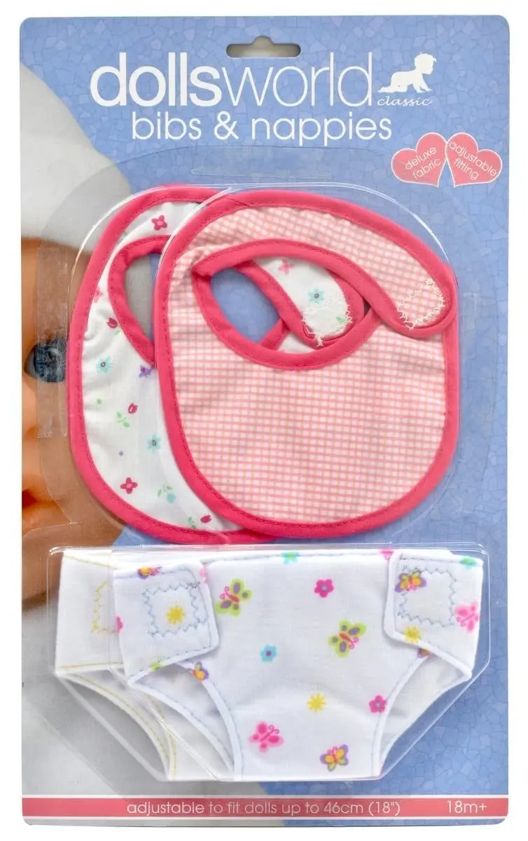 DollsWorld - Fabric Nappy And Bib Set