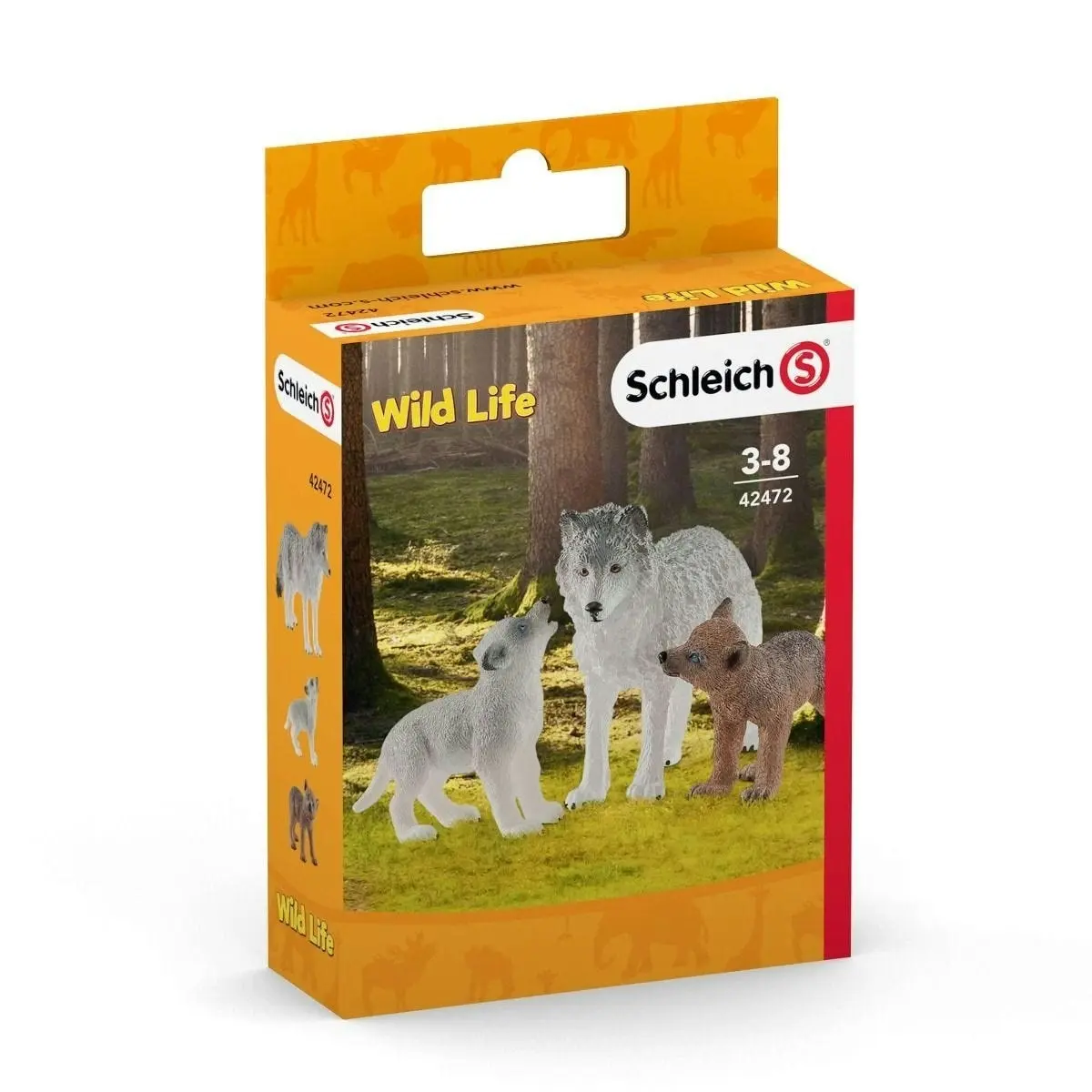 Schleich - Mother Wolf With Pups   Wildlife Animal Figurine Animal Playset