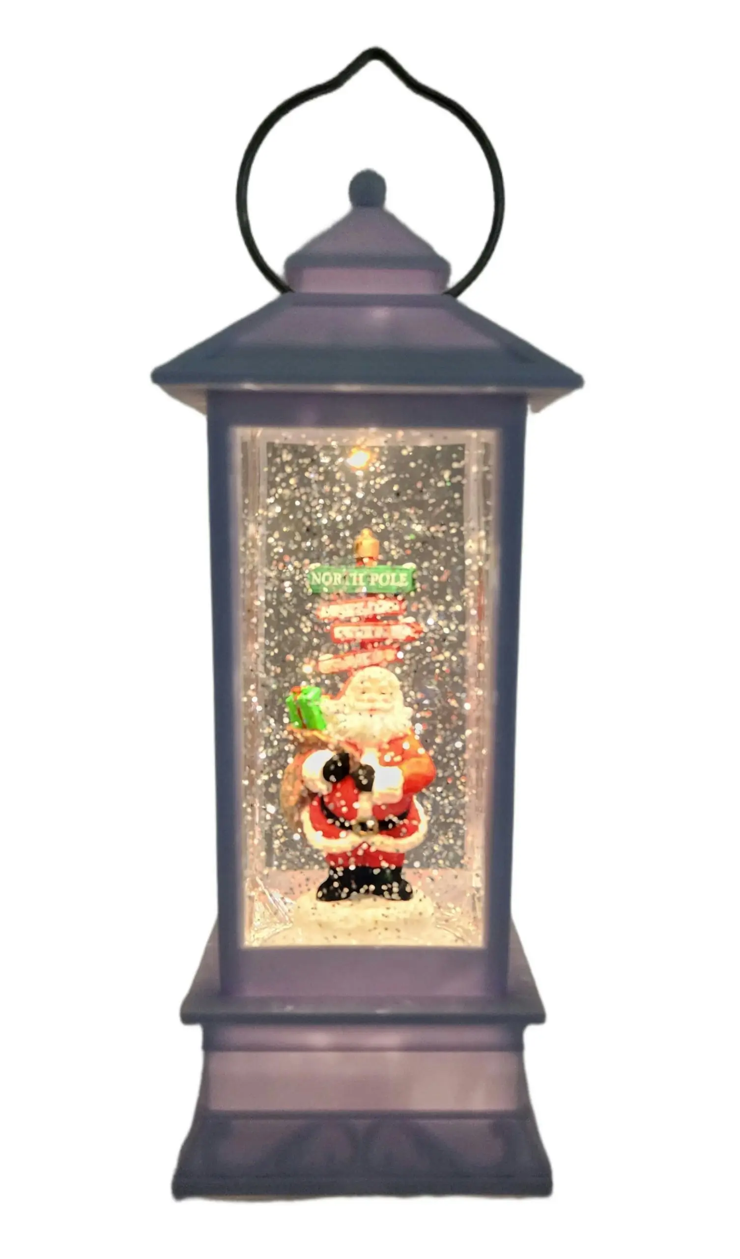 Cotton Candy - Xmas Santa Sign Post Lantern 25cm