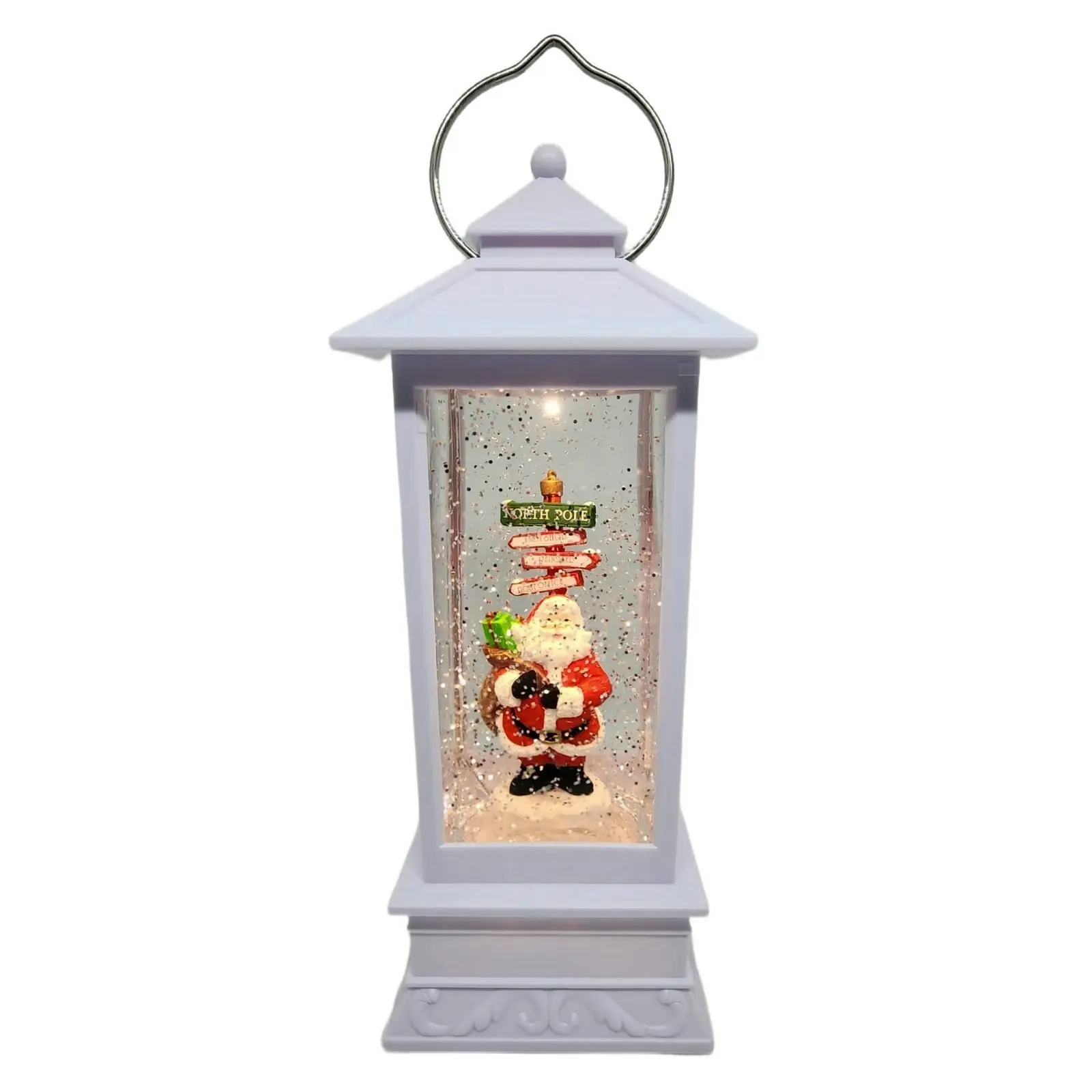 Cotton Candy - Xmas Santa Sign Post Lantern 25cm