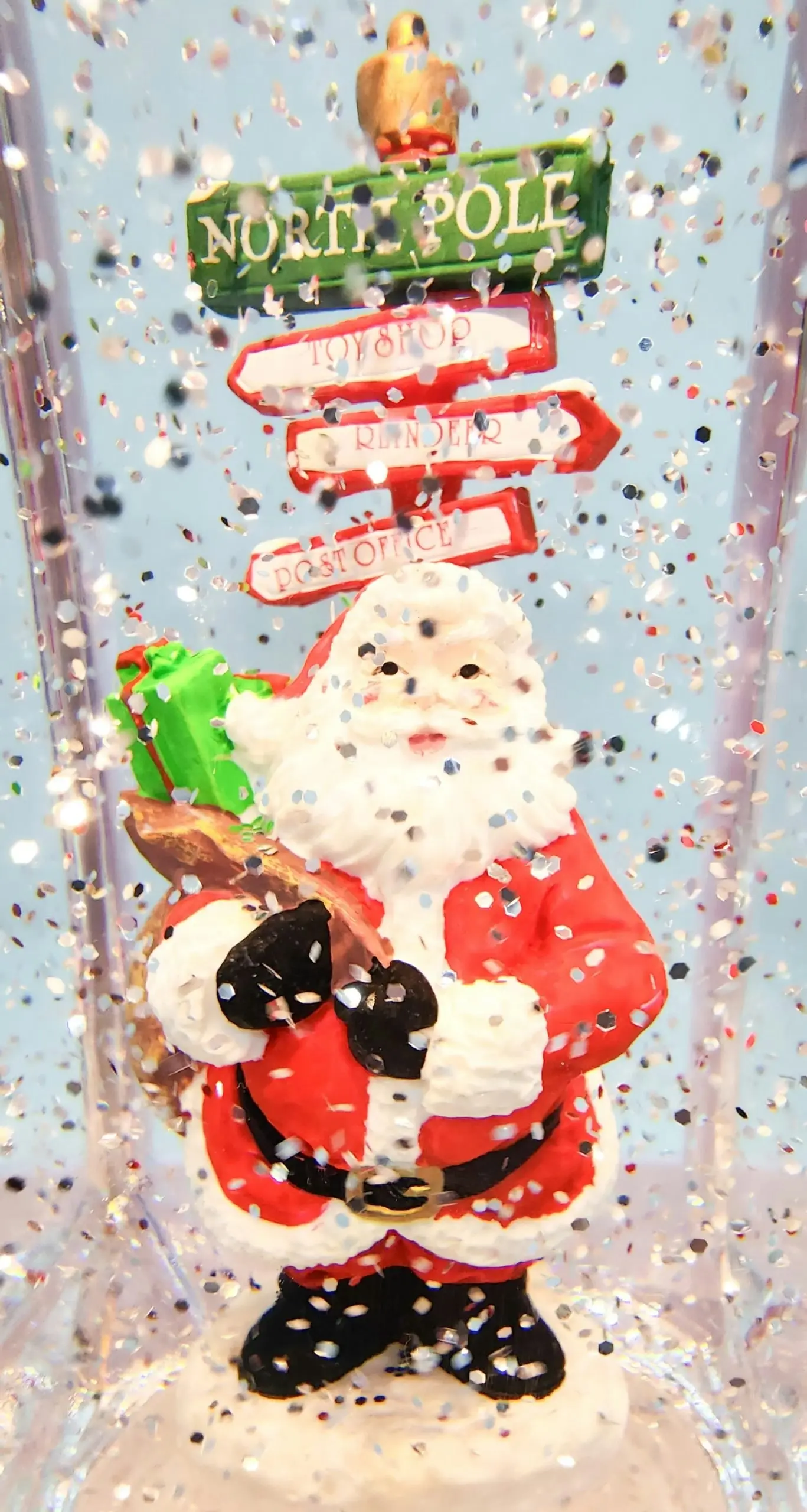 Cotton Candy - Xmas Santa Sign Post Lantern 25cm