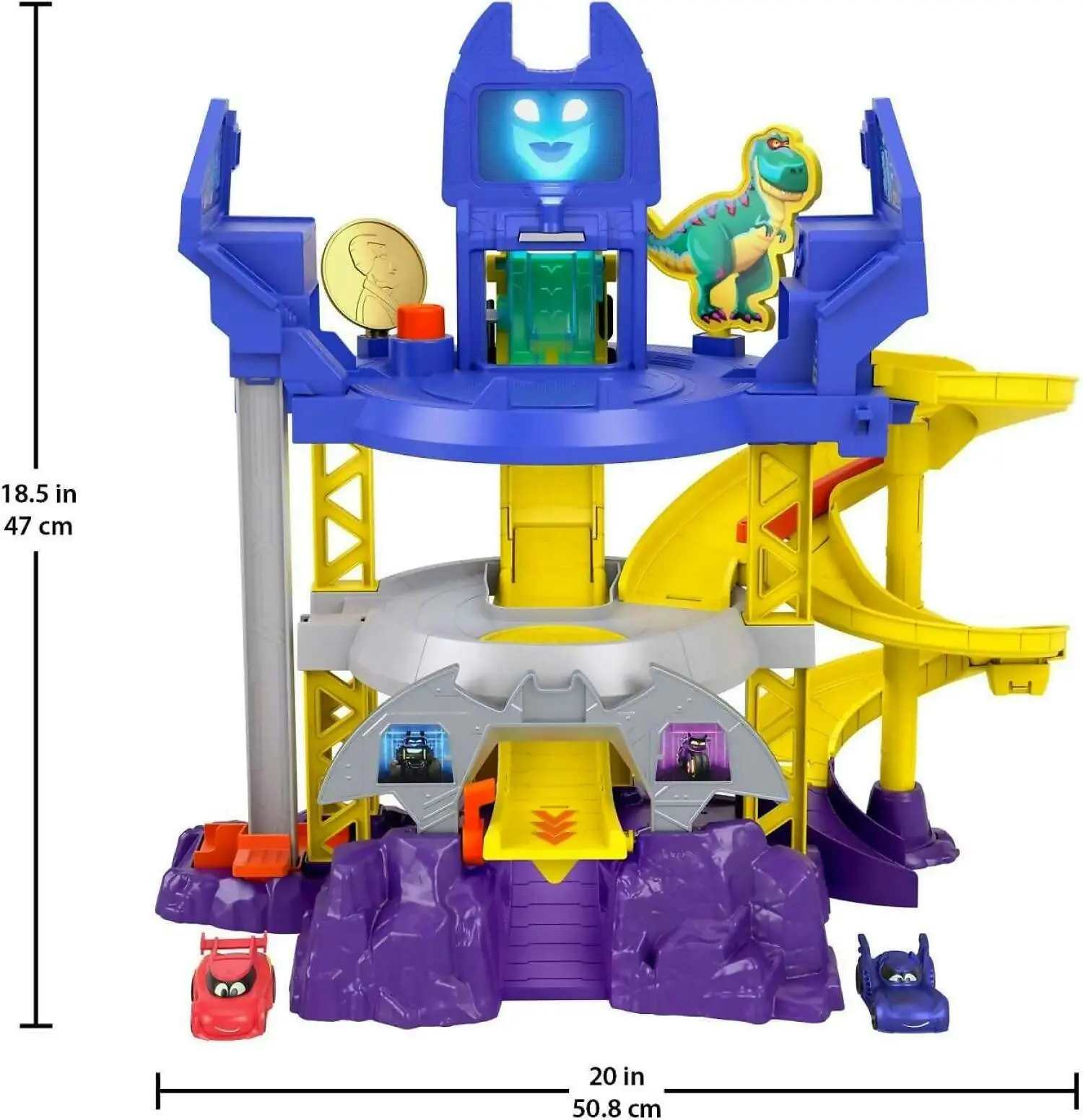 Fisher-price - Dc Batwheels Race Track Playset Launch & Race Batcave With Lights Sounds & 2 Toy Cars