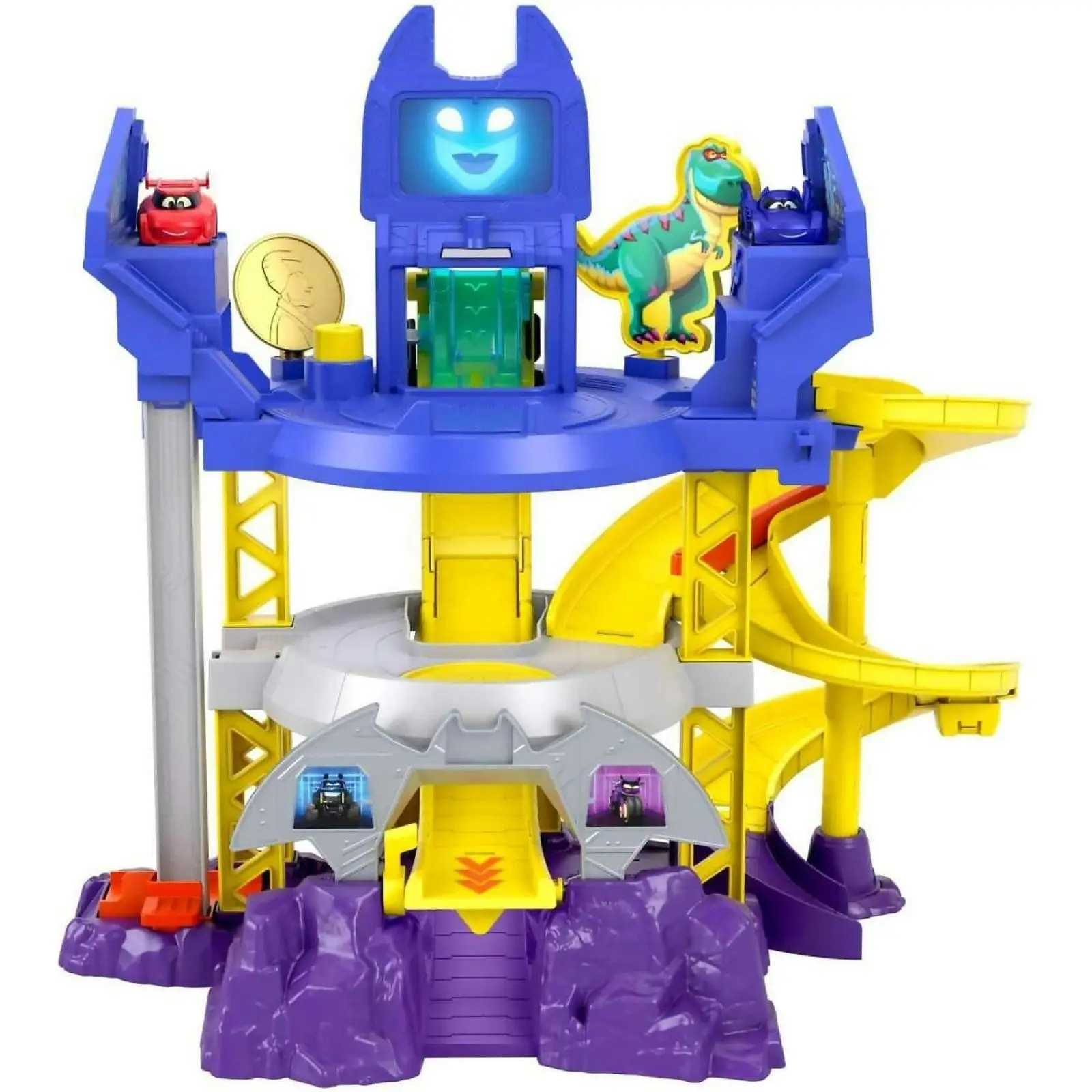 Fisher-price - Dc Batwheels Race Track Playset Launch & Race Batcave With Lights Sounds & 2 Toy Cars