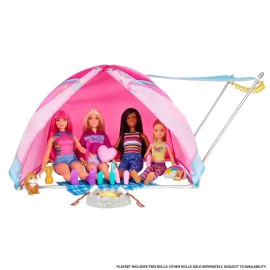 Barbie It Takes Two Camping Playset With Tent 2 Barbie Dolls & Accessories