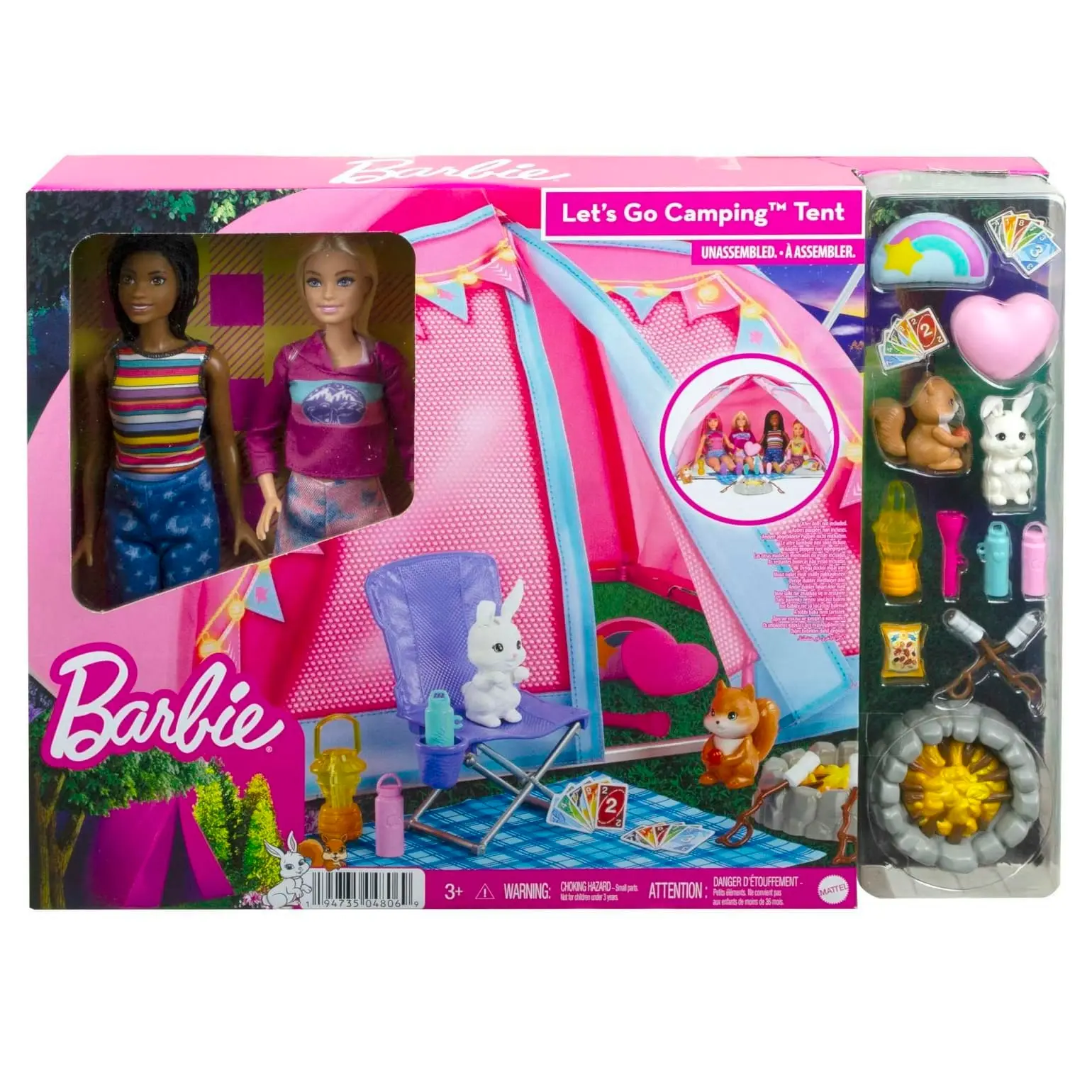 Barbie It Takes Two Camping Playset With Tent 2 Barbie Dolls & Accessories