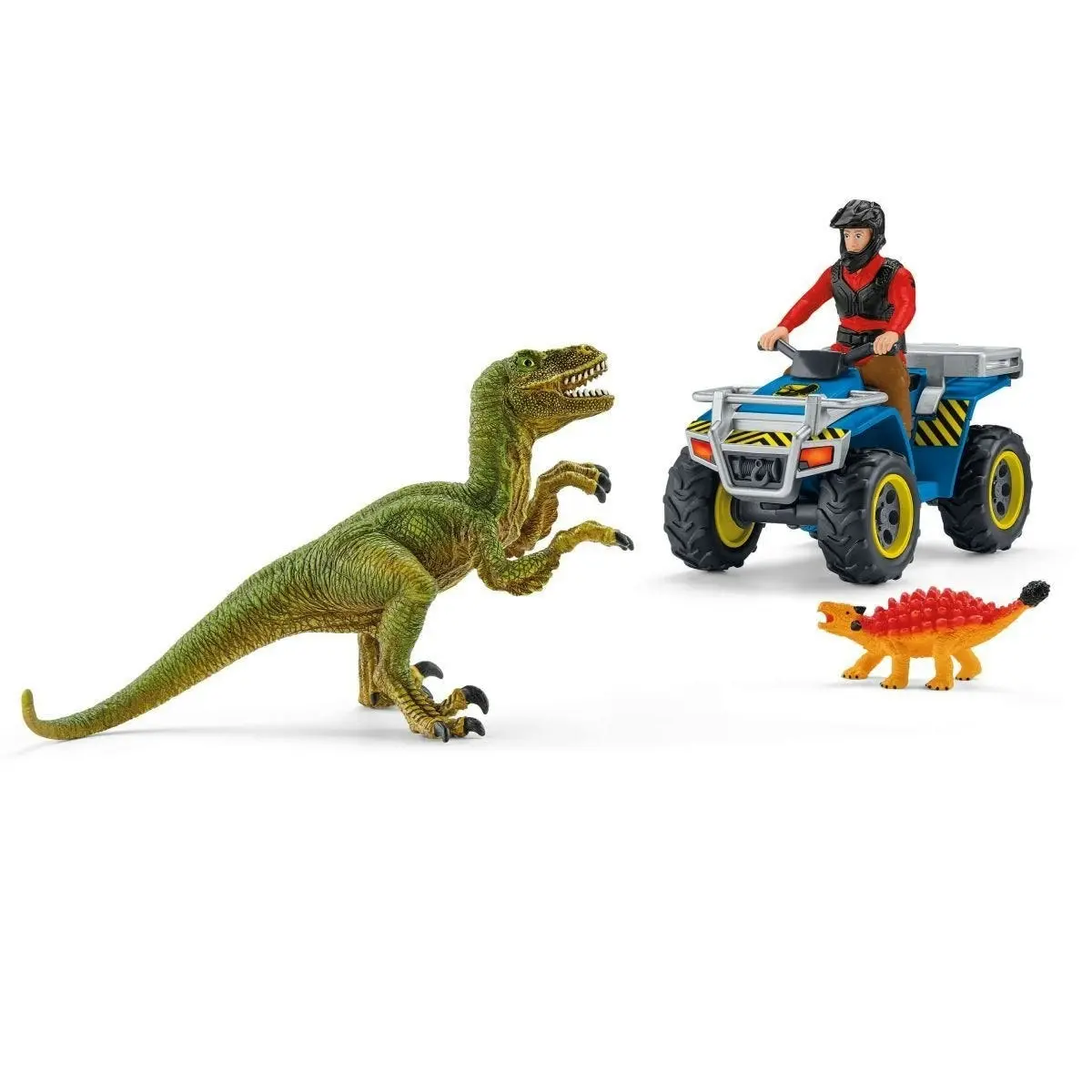 Schleich - Quad Escape From Velociraptor  Dinosaur Figurine Animal Playset