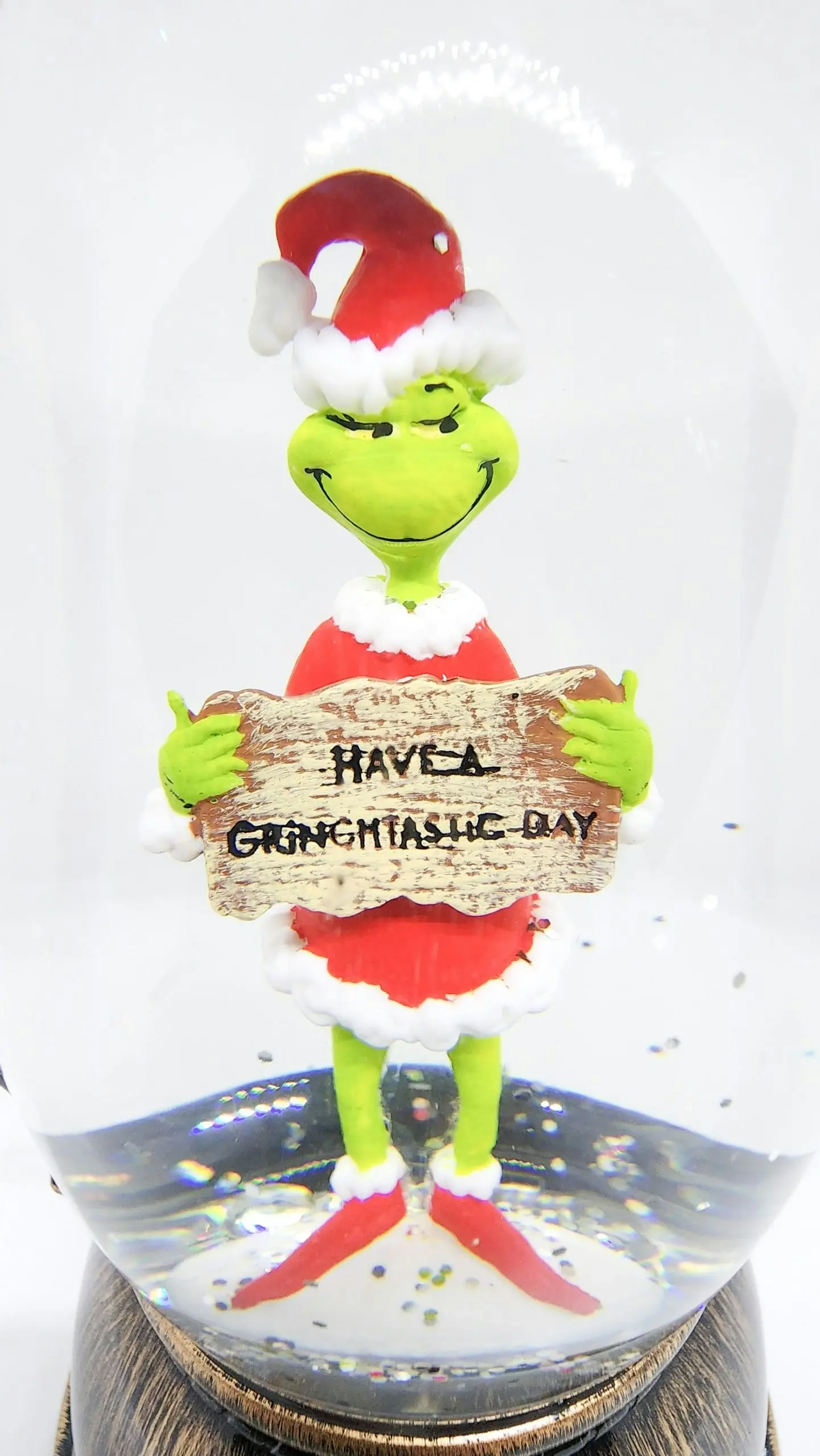 Cotton Candy - Xmas Dr. Seuss Grinch ‘ Have A Grinchtastic Day ’ Brass Lantern