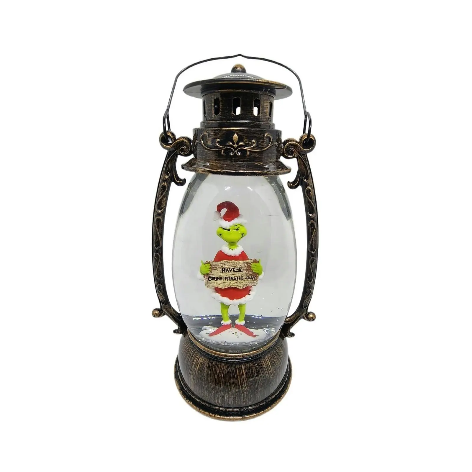 Cotton Candy - Xmas Dr. Seuss Grinch ‘ Have A Grinchtastic Day ’ Brass Lantern