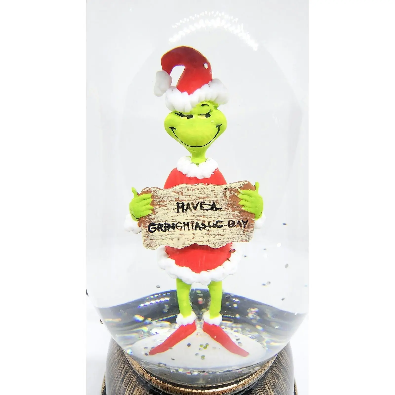 Cotton Candy - Xmas Dr. Seuss Grinch ‘ Have A Grinchtastic Day ’ Brass Lantern