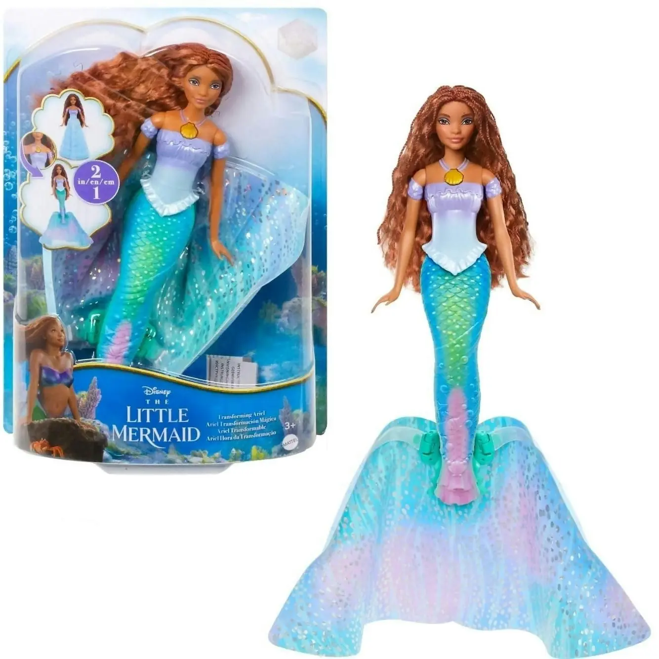 Disney - The Little Mermaid - Transforming Ariel Fashion Doll Switch From Human To Mermaid - Mattel