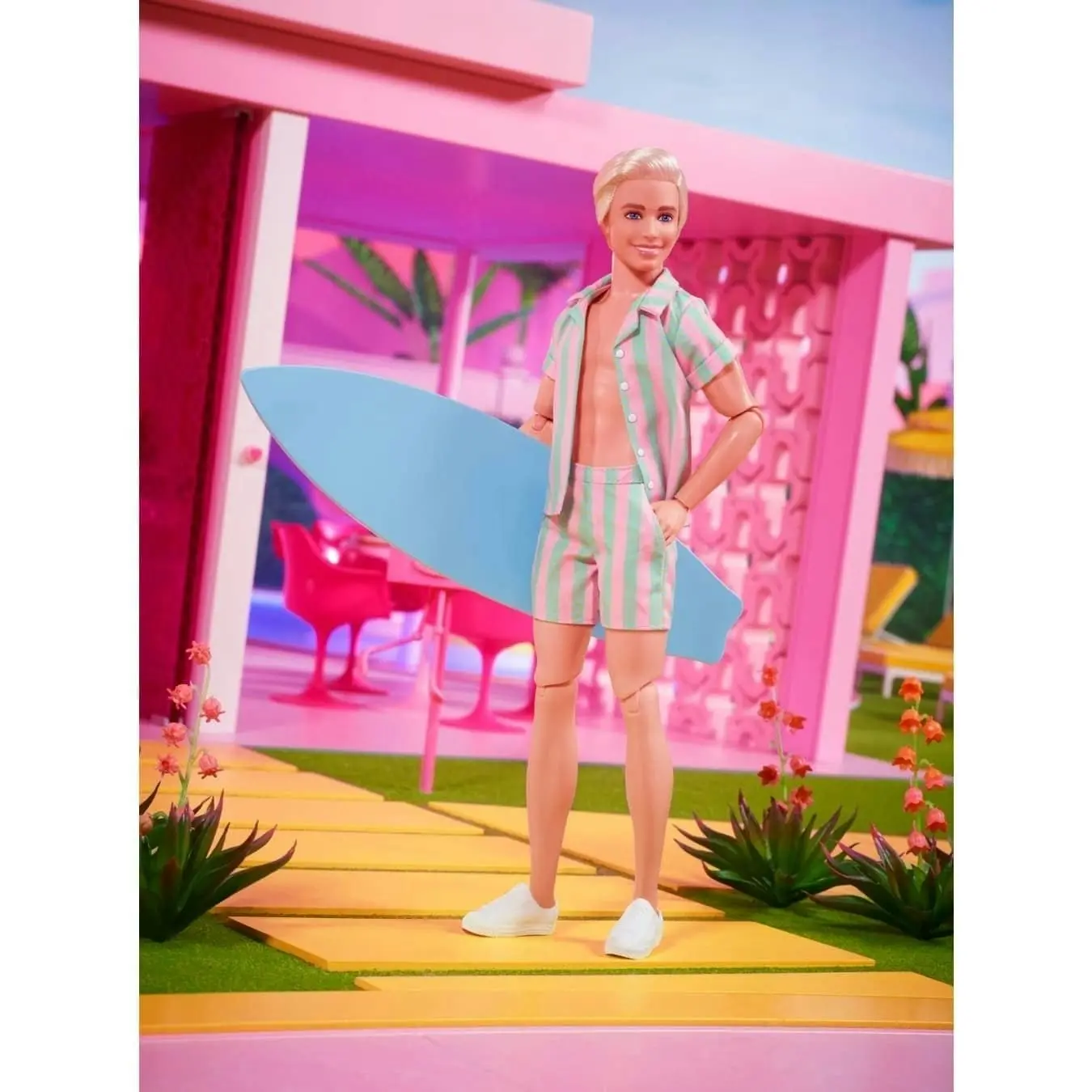 Barbie - Barbie The Movie Ken Doll Wearing Pastel Striped Beach Matching Set - Mattel