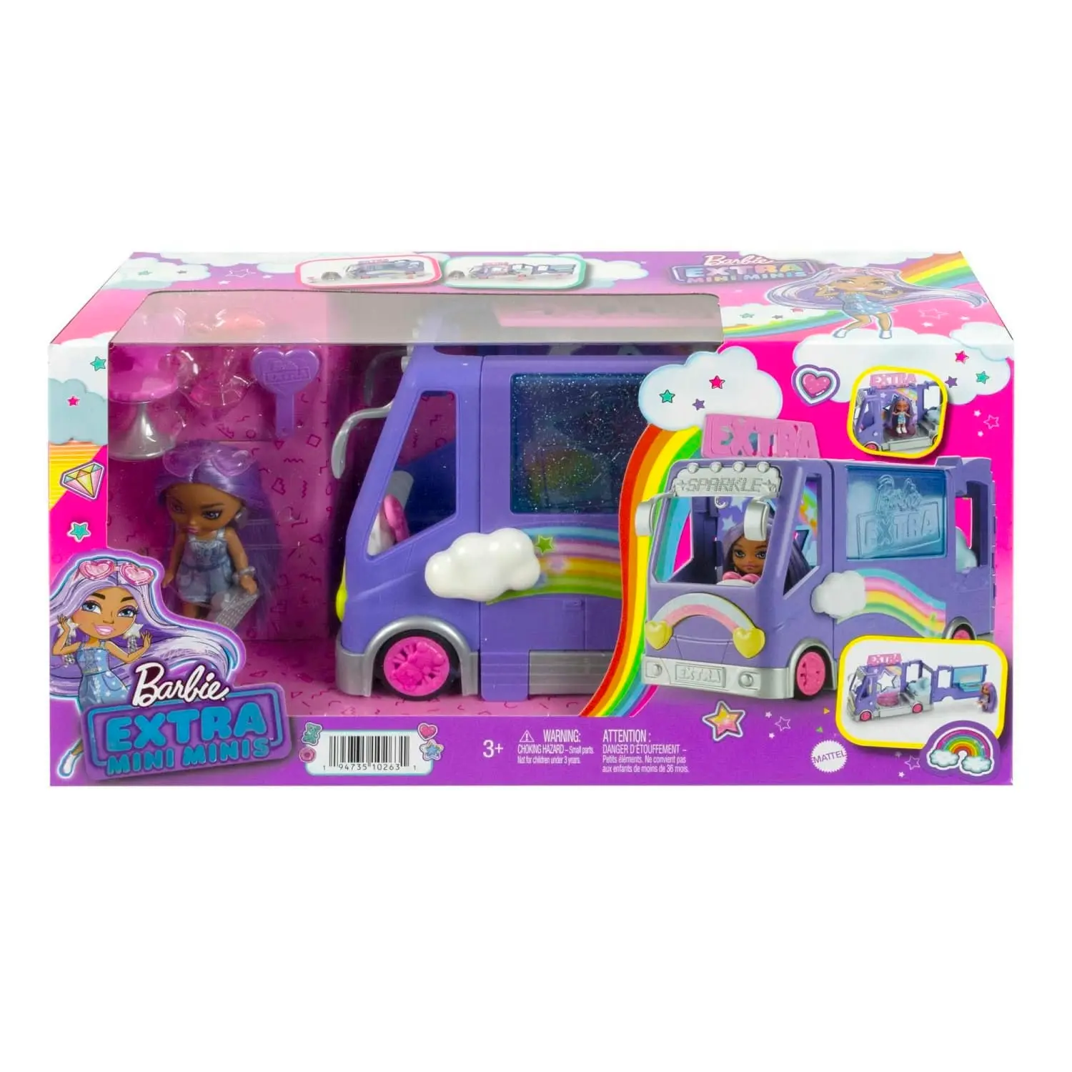 Barbie Extra Mini Minis Tour Bus Playset With Doll Expandable Vehicle Clothes And Accessories