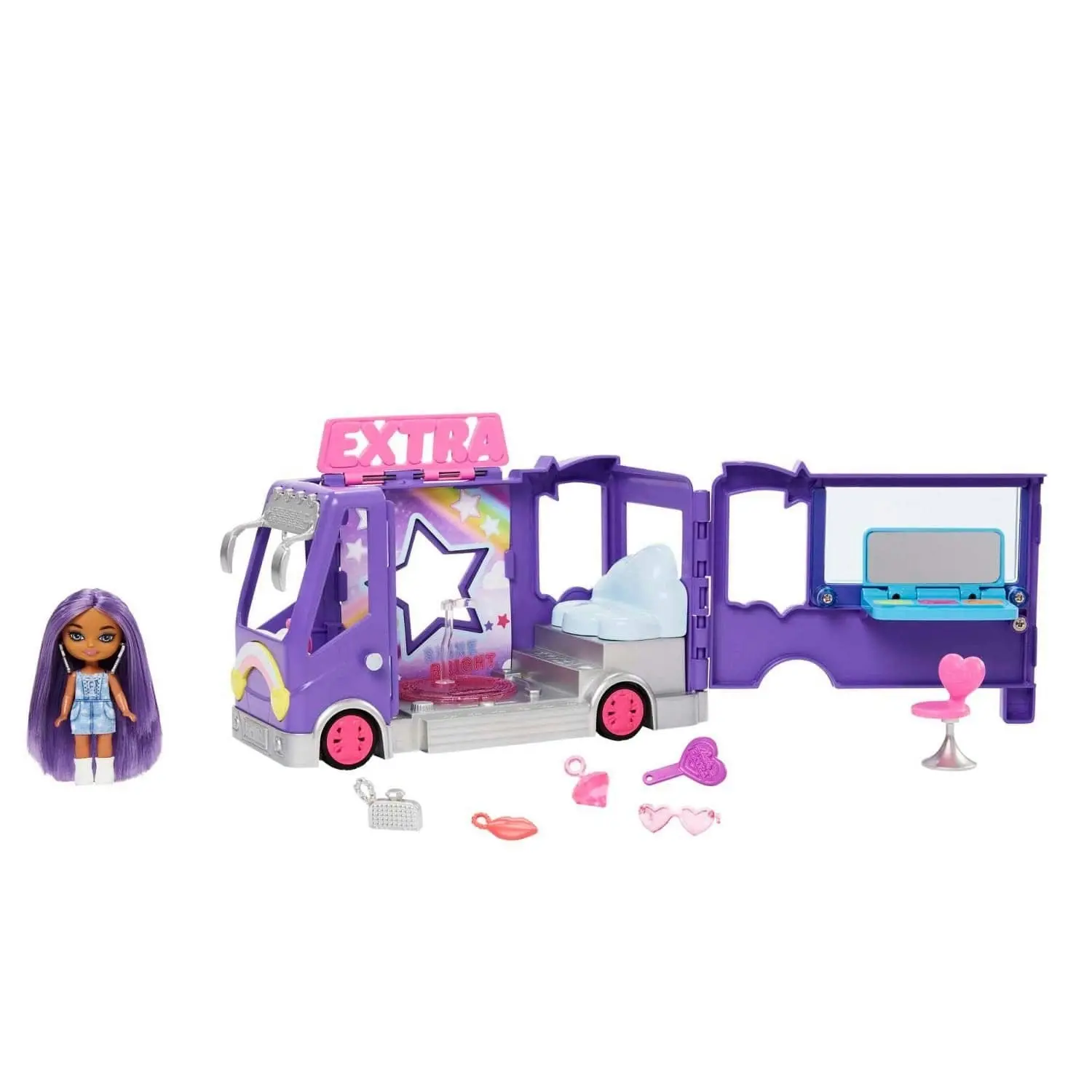 Barbie Extra Mini Minis Tour Bus Playset With Doll Expandable Vehicle Clothes And Accessories