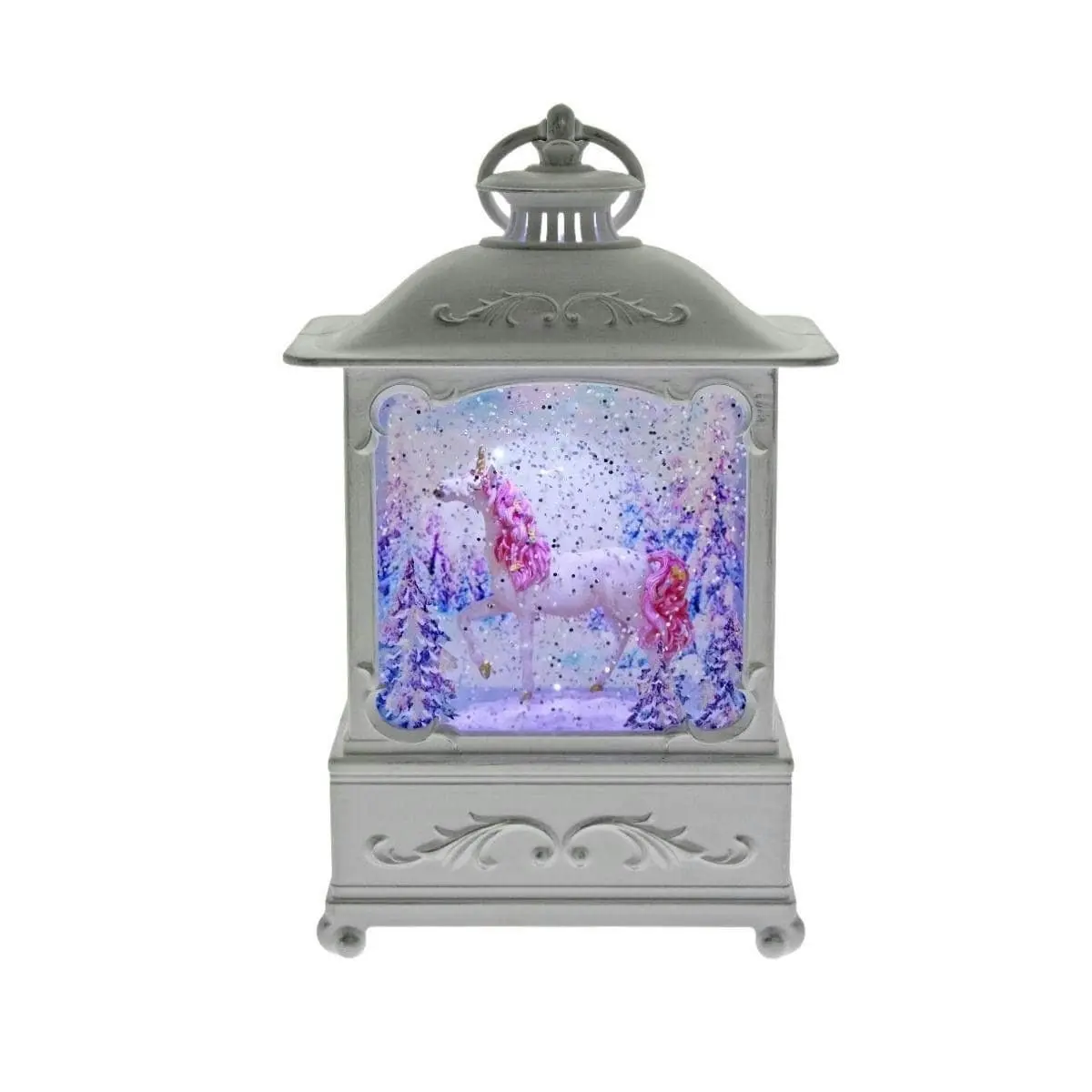 Cotton Candy -  White Glitter Lantern Pink Unicorn Med