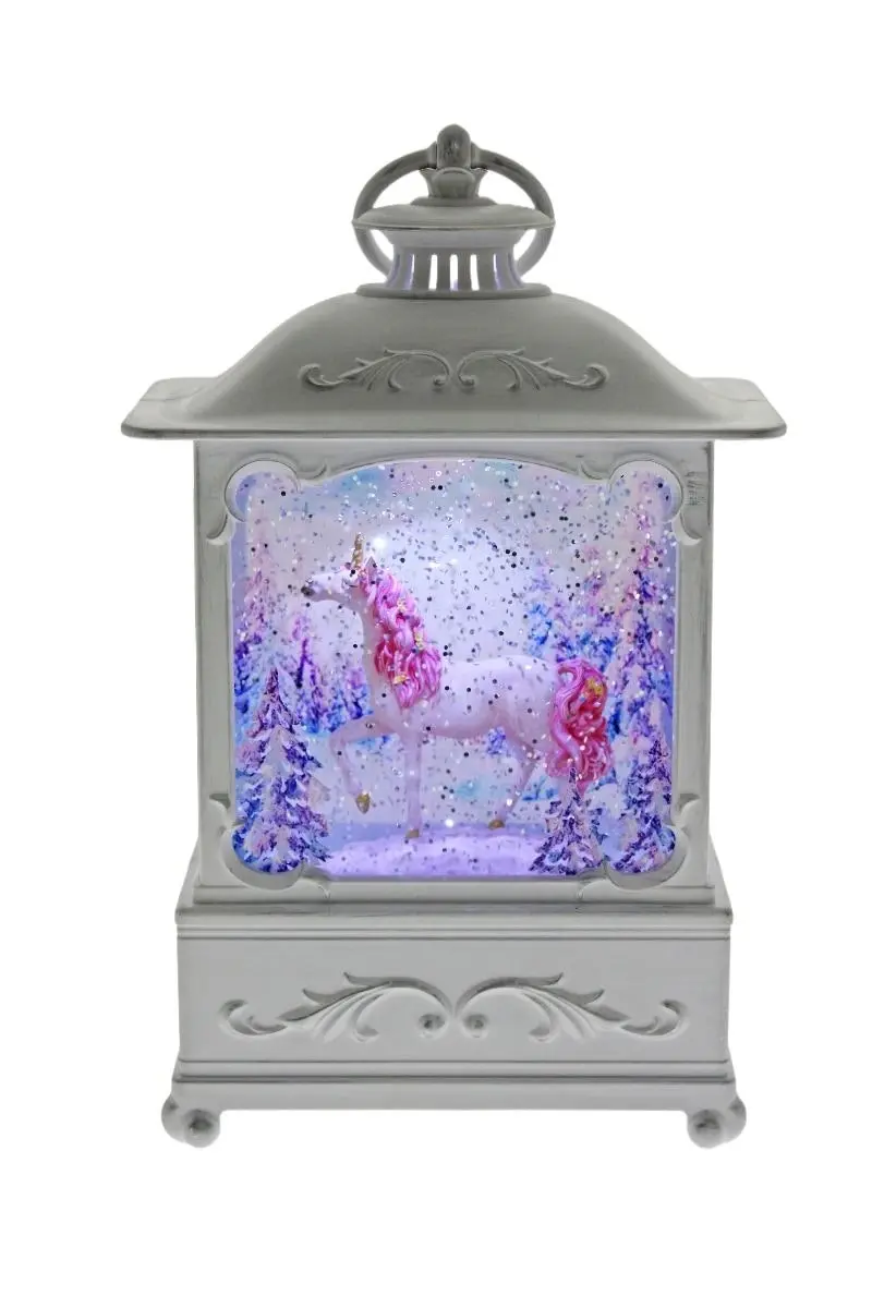 Cotton Candy -  White Glitter Lantern Pink Unicorn Med