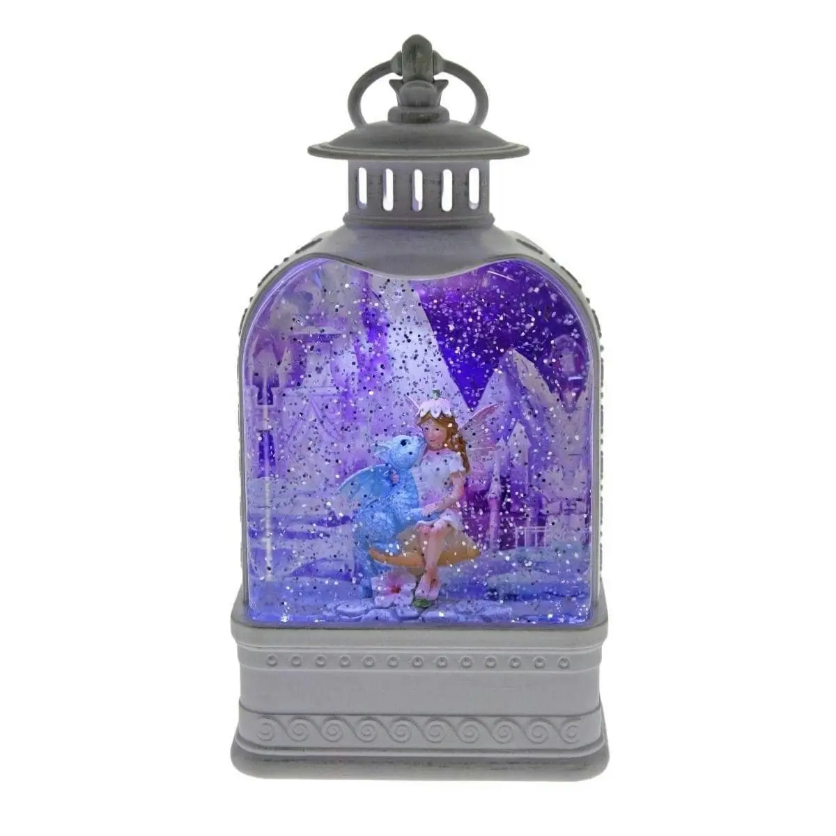 Cotton Candy -  Fairy & Blue Dragon Med Glitter Lantern