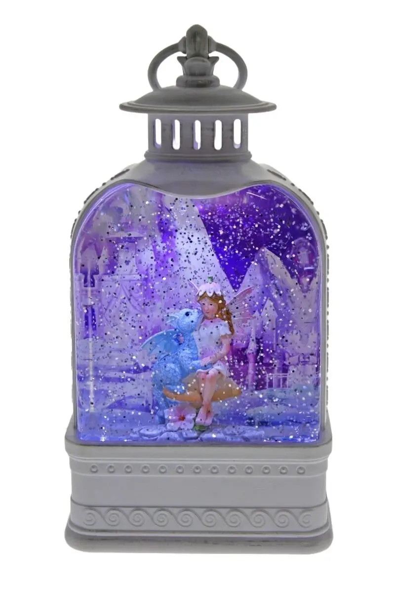 Cotton Candy -  Fairy & Blue Dragon Med Glitter Lantern