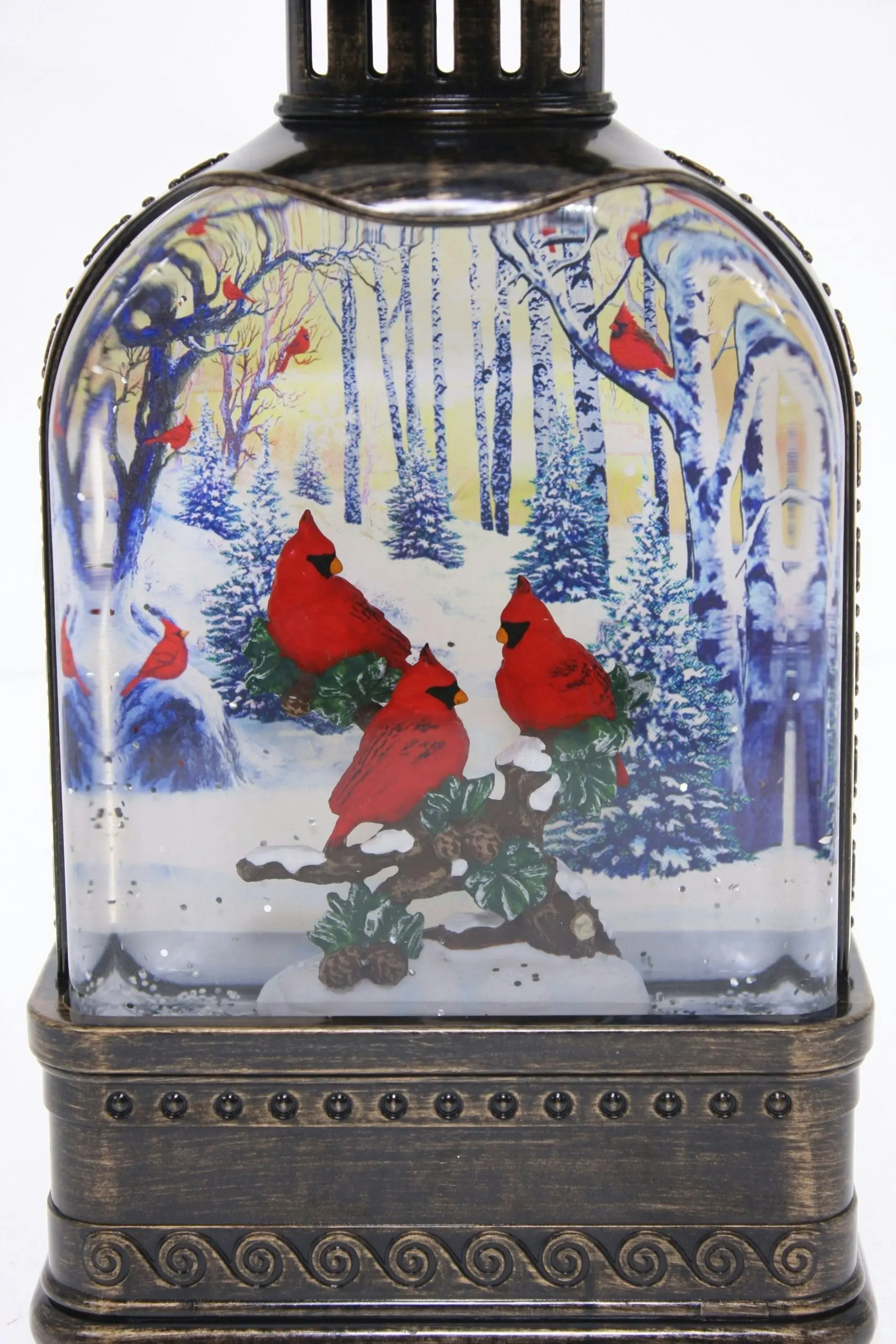 Cotton Candy - Xmas Brass Lantern Medium Red Carindals