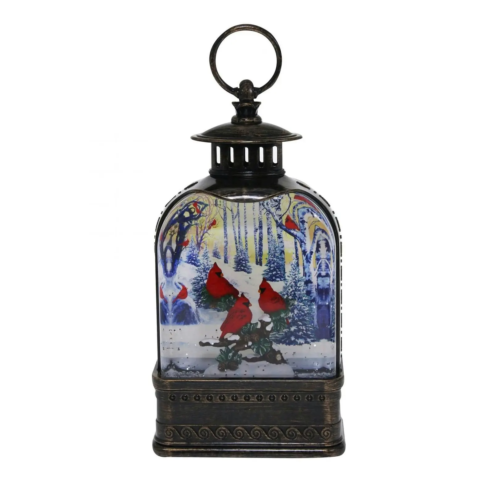 Cotton Candy - Xmas Brass Lantern Medium Red Carindals