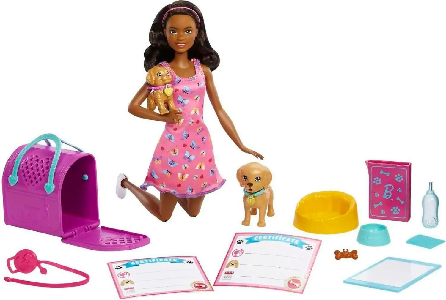 Barbie - Doll And Accessories Pup Adoption Playset With Doll 2 Puppies And Color - Mattel