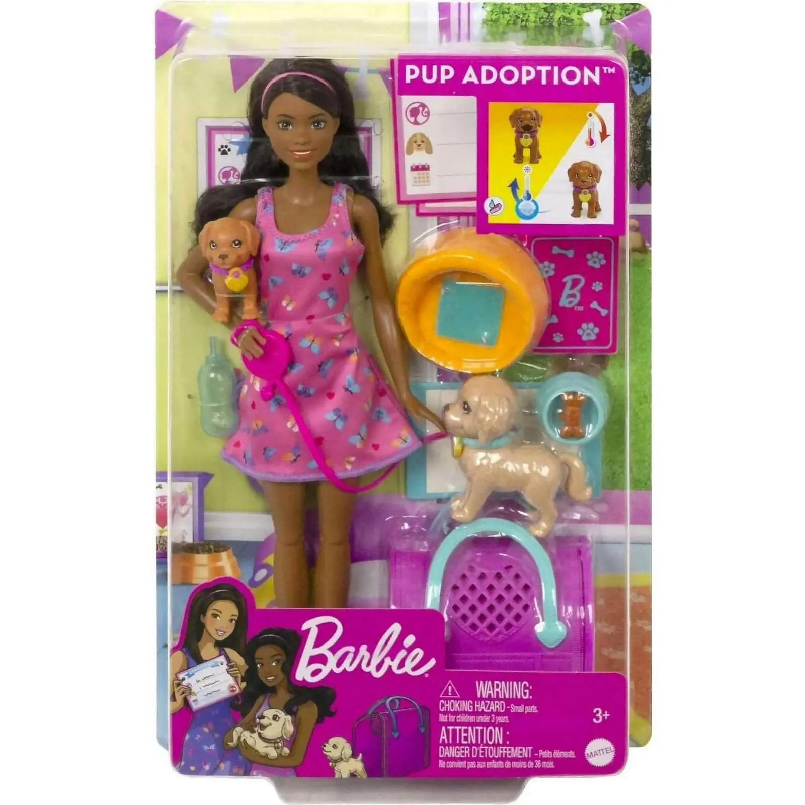 Barbie - Doll And Accessories Pup Adoption Playset With Doll 2 Puppies And Color - Mattel