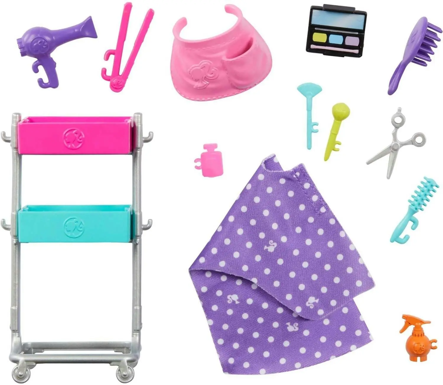 Barbie - “malibu” Stylist Doll & 14 Accessories Playset Hair & Makeup Theme With Puppy & Styling Cart - Mattel