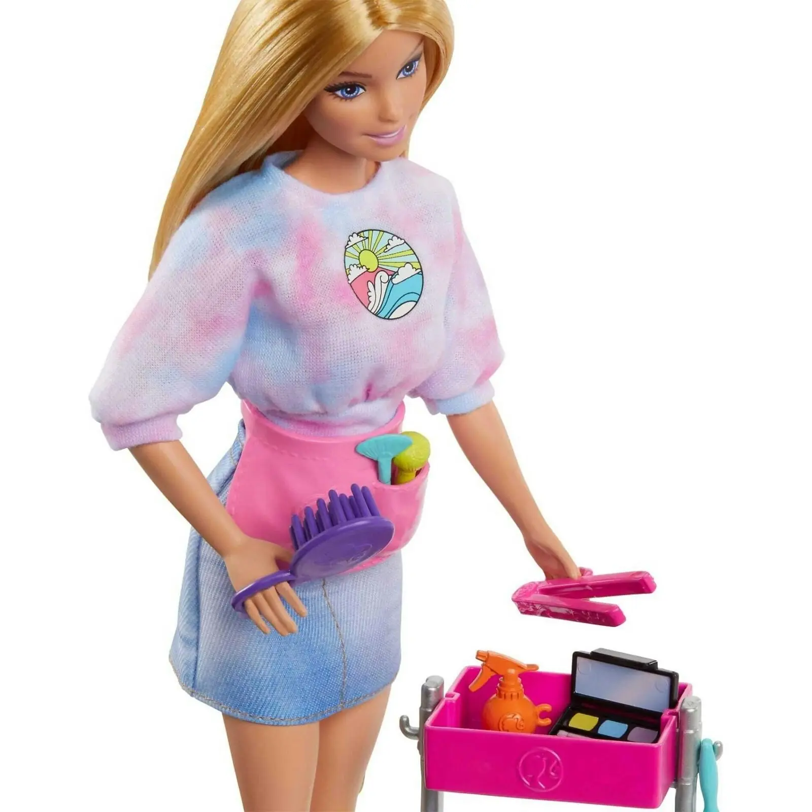 Barbie - “malibu” Stylist Doll & 14 Accessories Playset Hair & Makeup Theme With Puppy & Styling Cart - Mattel