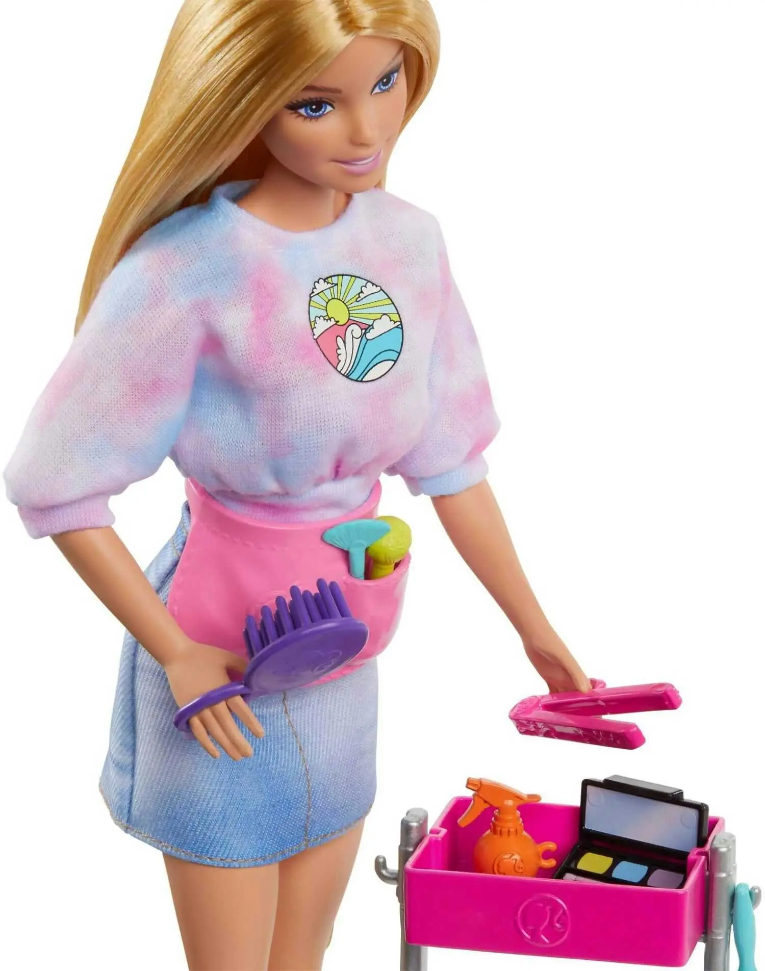 Barbie - “malibu” Stylist Doll & 14 Accessories Playset Hair & Makeup Theme With Puppy & Styling Cart - Mattel