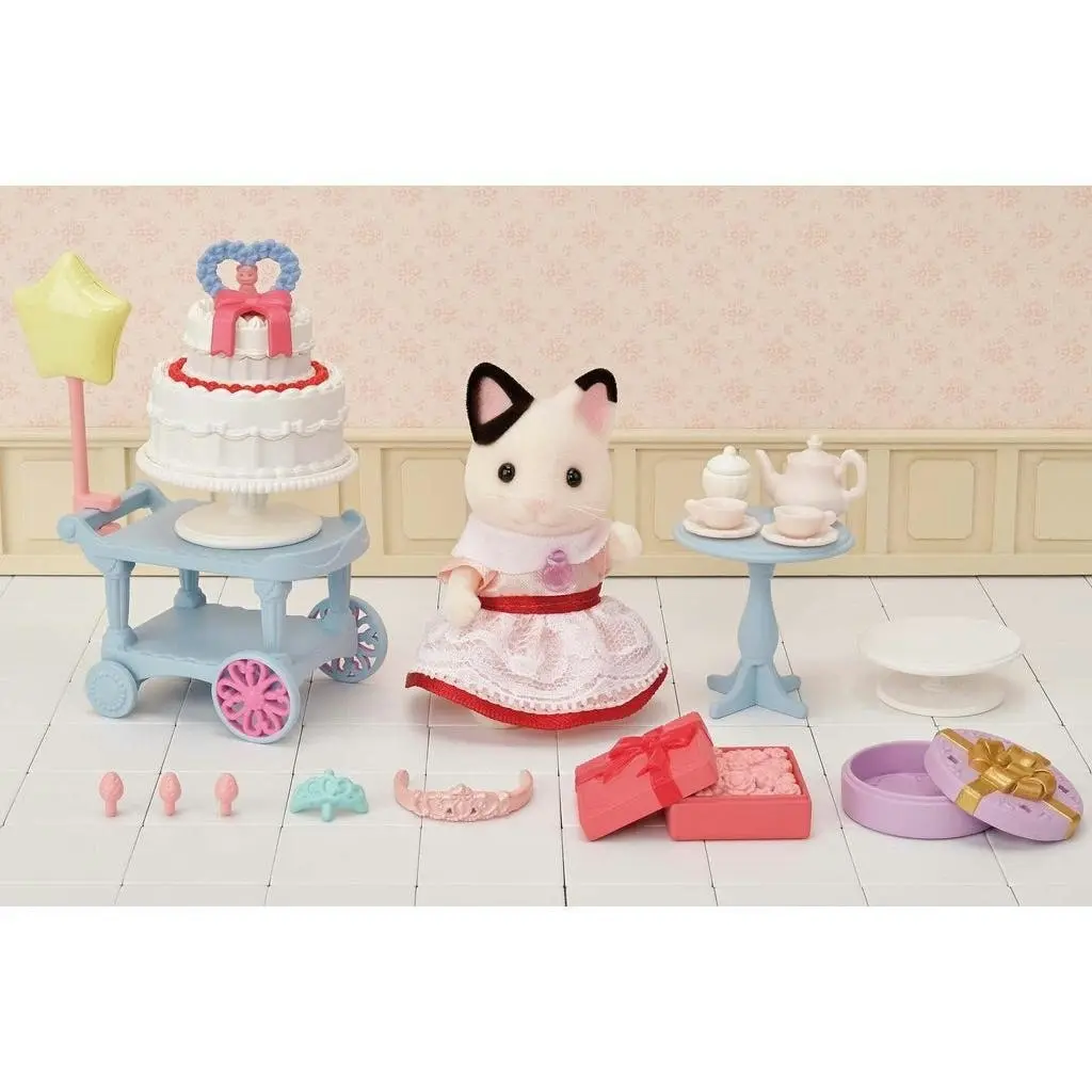 Sylvanian Families - Party Time Tuxedo Cat Girl Playset Animal Doll Playset