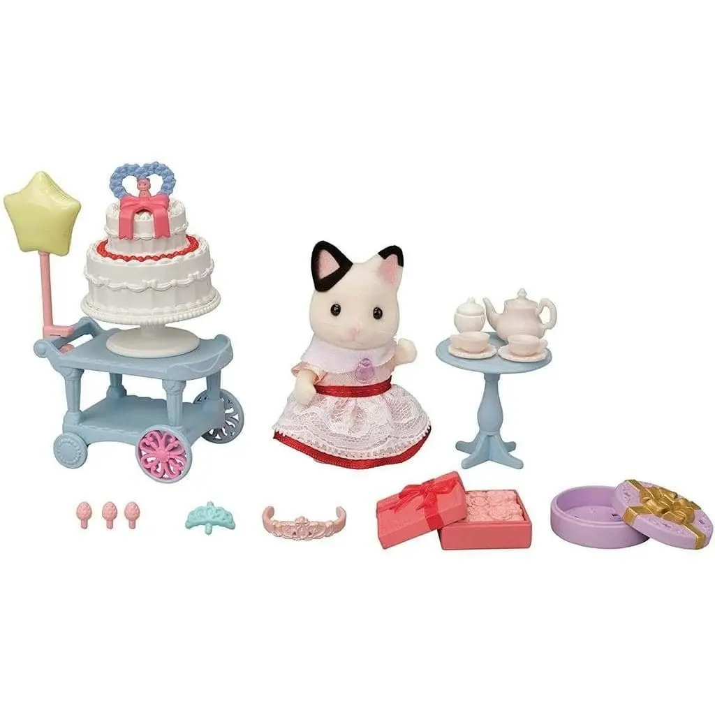 Sylvanian Families - Party Time Tuxedo Cat Girl Playset Animal Doll Playset