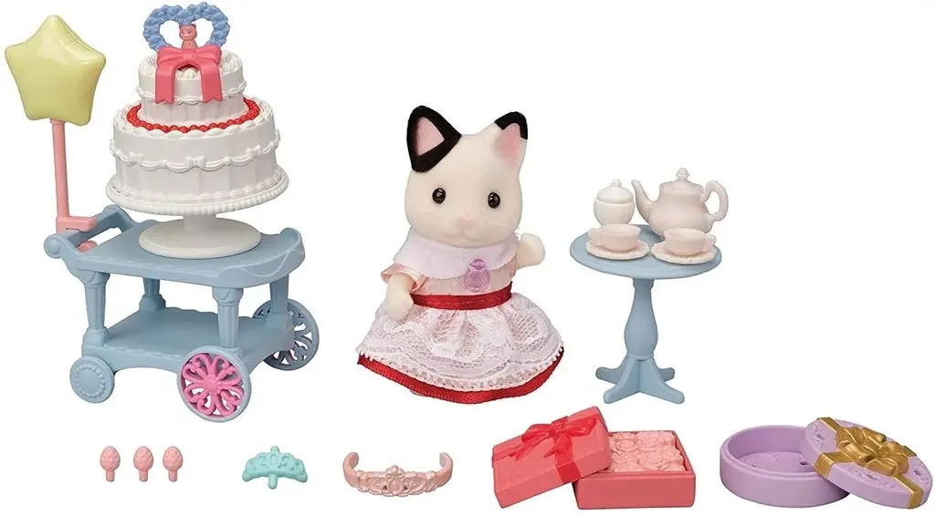 Sylvanian Families - Party Time Tuxedo Cat Girl Playset Animal Doll Playset