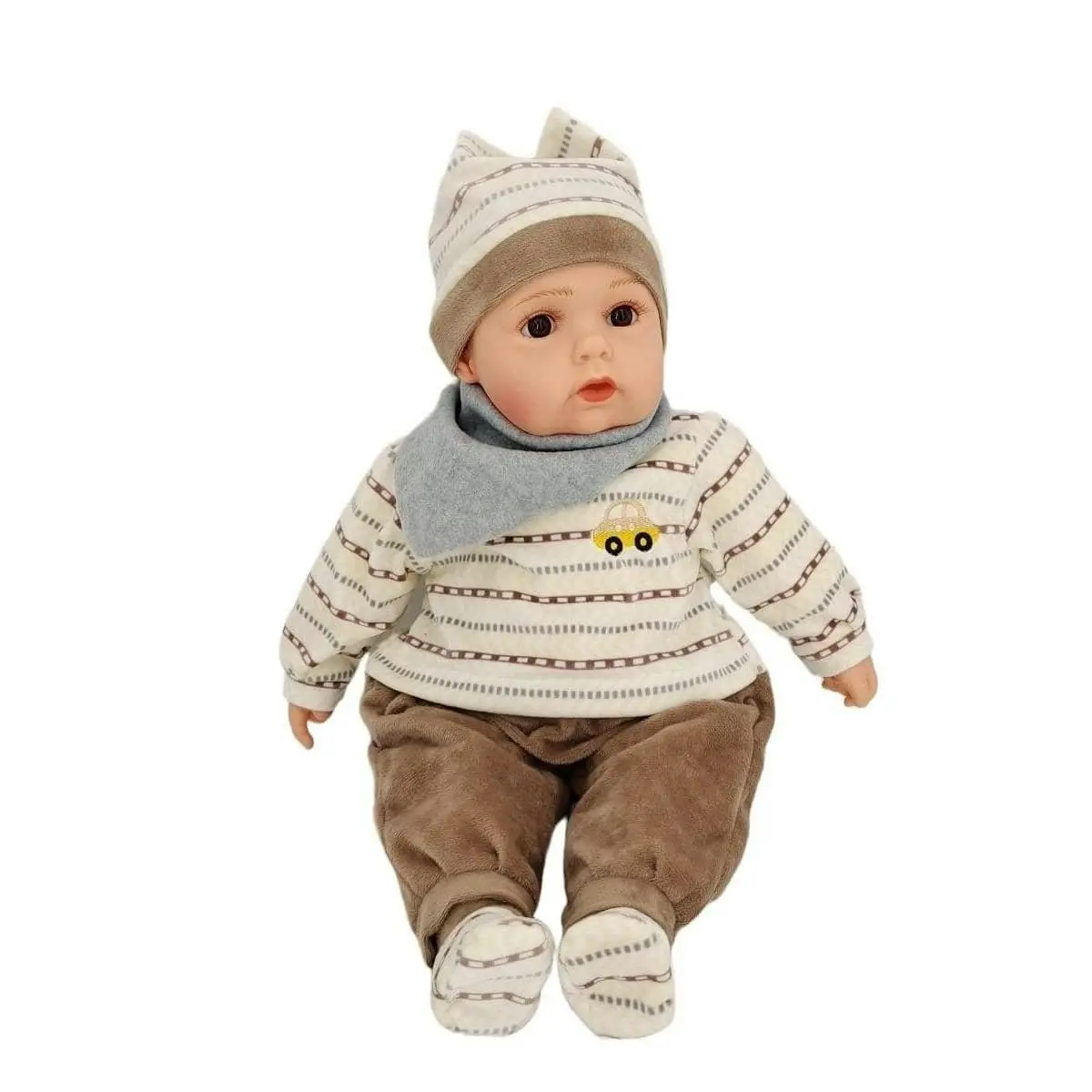 Cotton Candy -  Baby Doll Matthew With Grey Scarf And Tan Outfit Soft Body 50cm