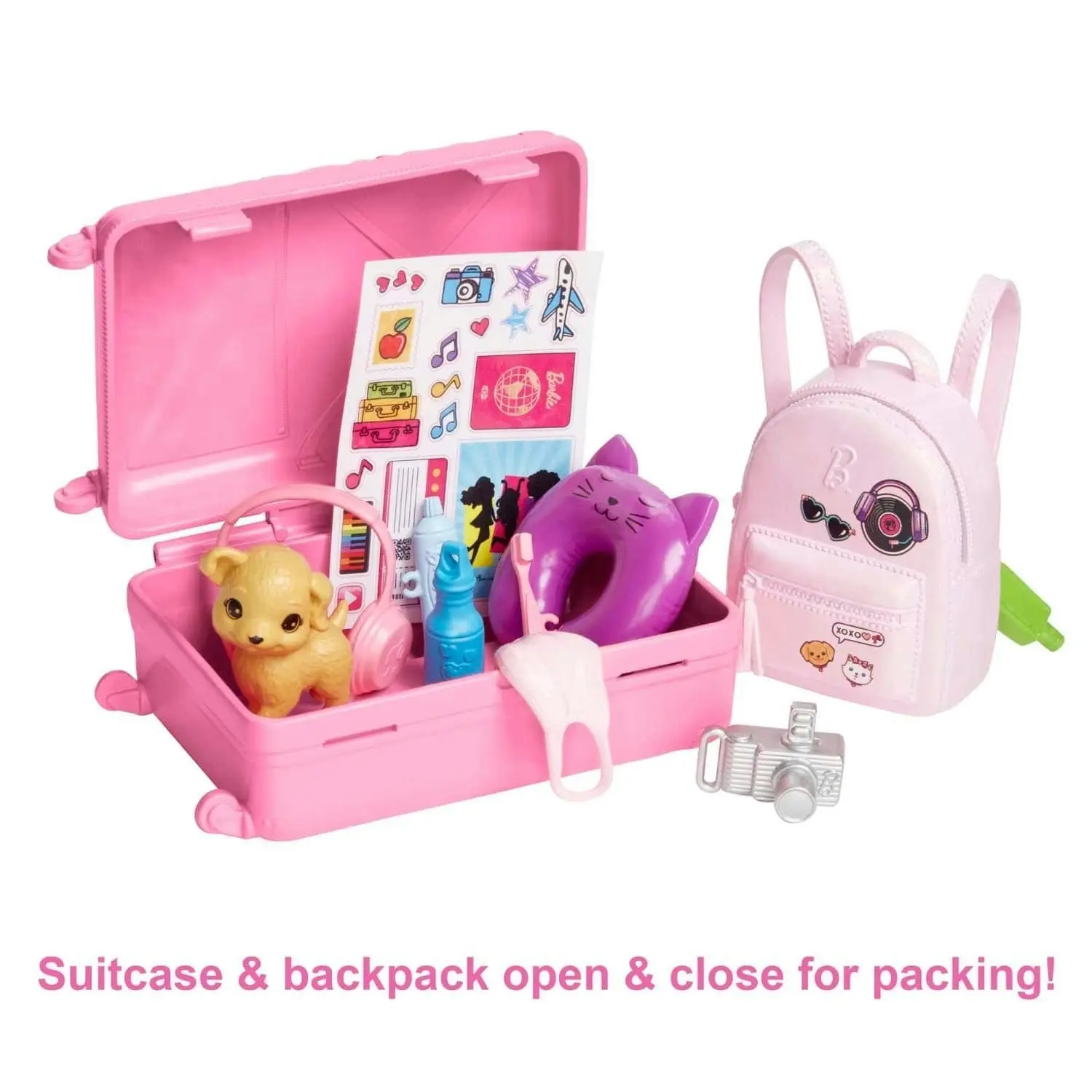 Barbie Doll And Accessories Travel Set With Puppy