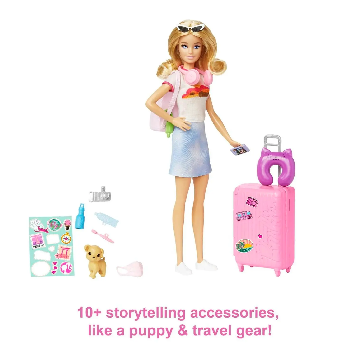 Barbie Doll And Accessories Travel Set With Puppy