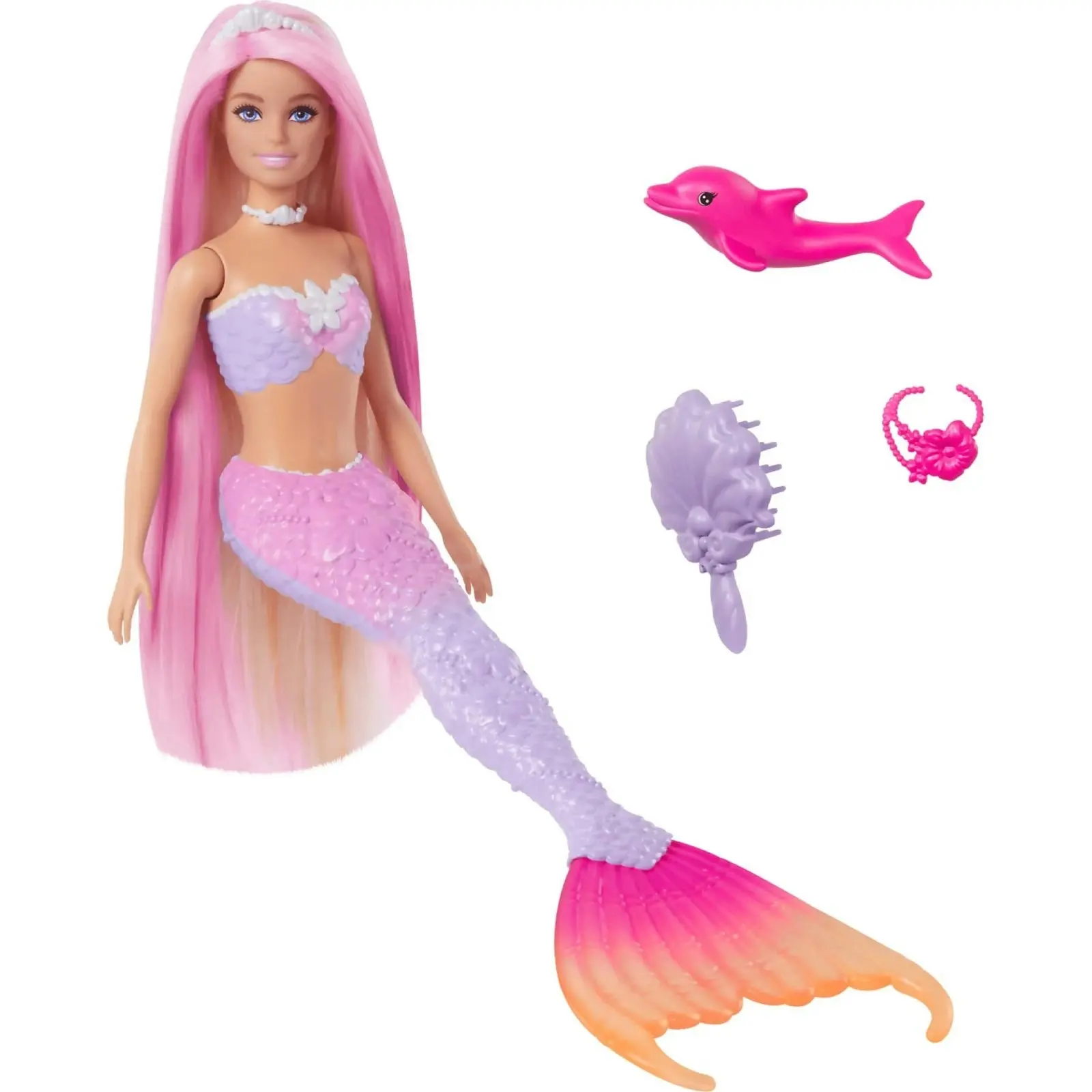 Barbie - A Touch Of Magic Malibu Mermaid Doll With Color Change Feature Pet Dolphin And Accessories - Mattel