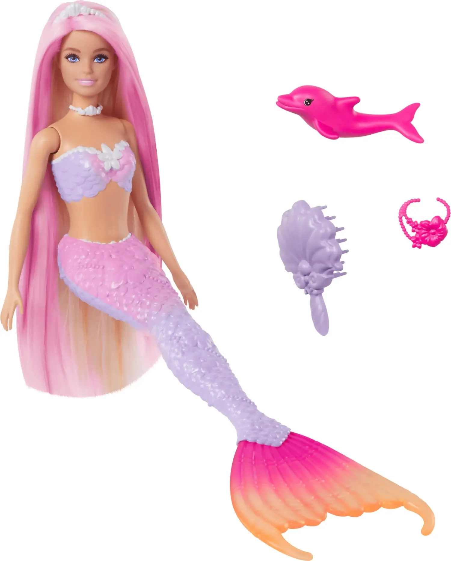 Barbie - A Touch Of Magic Malibu Mermaid Doll With Color Change Feature Pet Dolphin And Accessories - Mattel