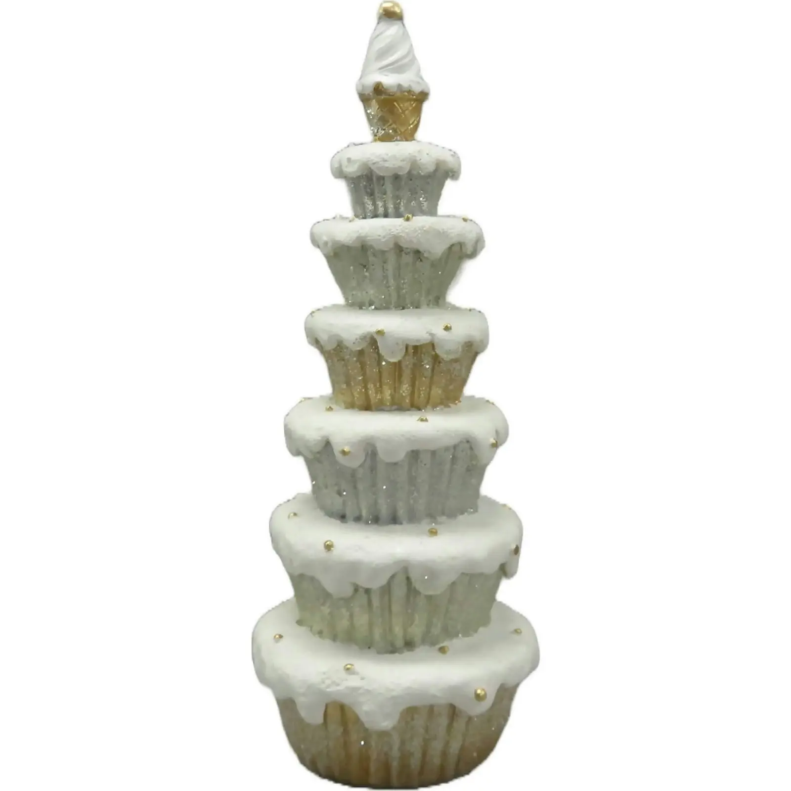 Cotton Candy - Xmas Gold Cupcake Christmas Tree Statue